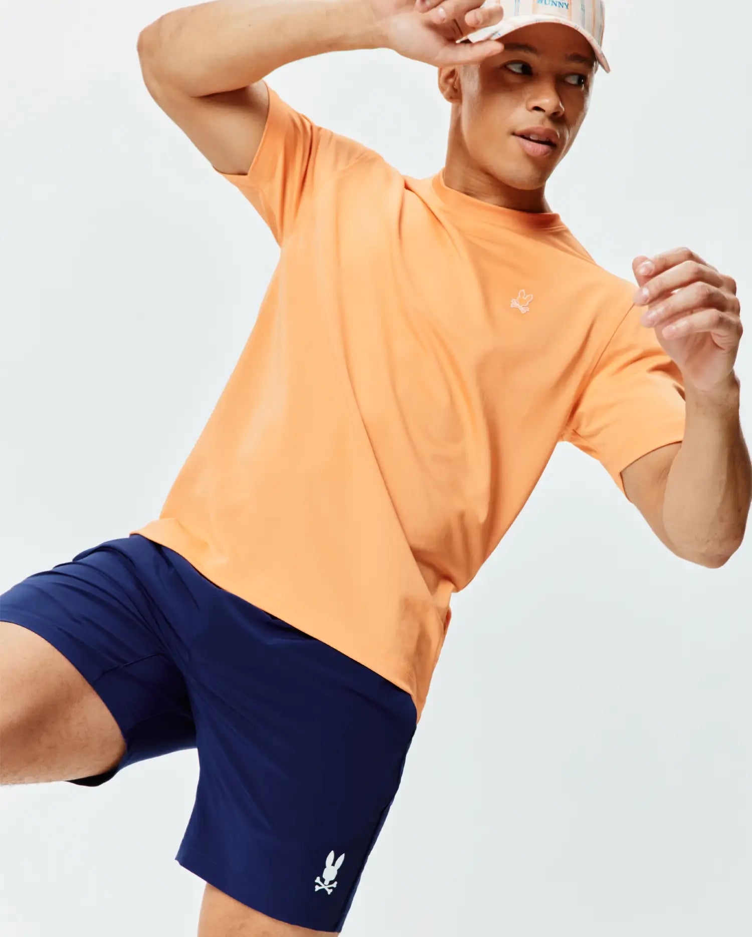 Psycho Bunny Men's Tees MENS DASH BUNNY SPORT TEE MT0200517 T-shirt arancione sportiva elasticizzata