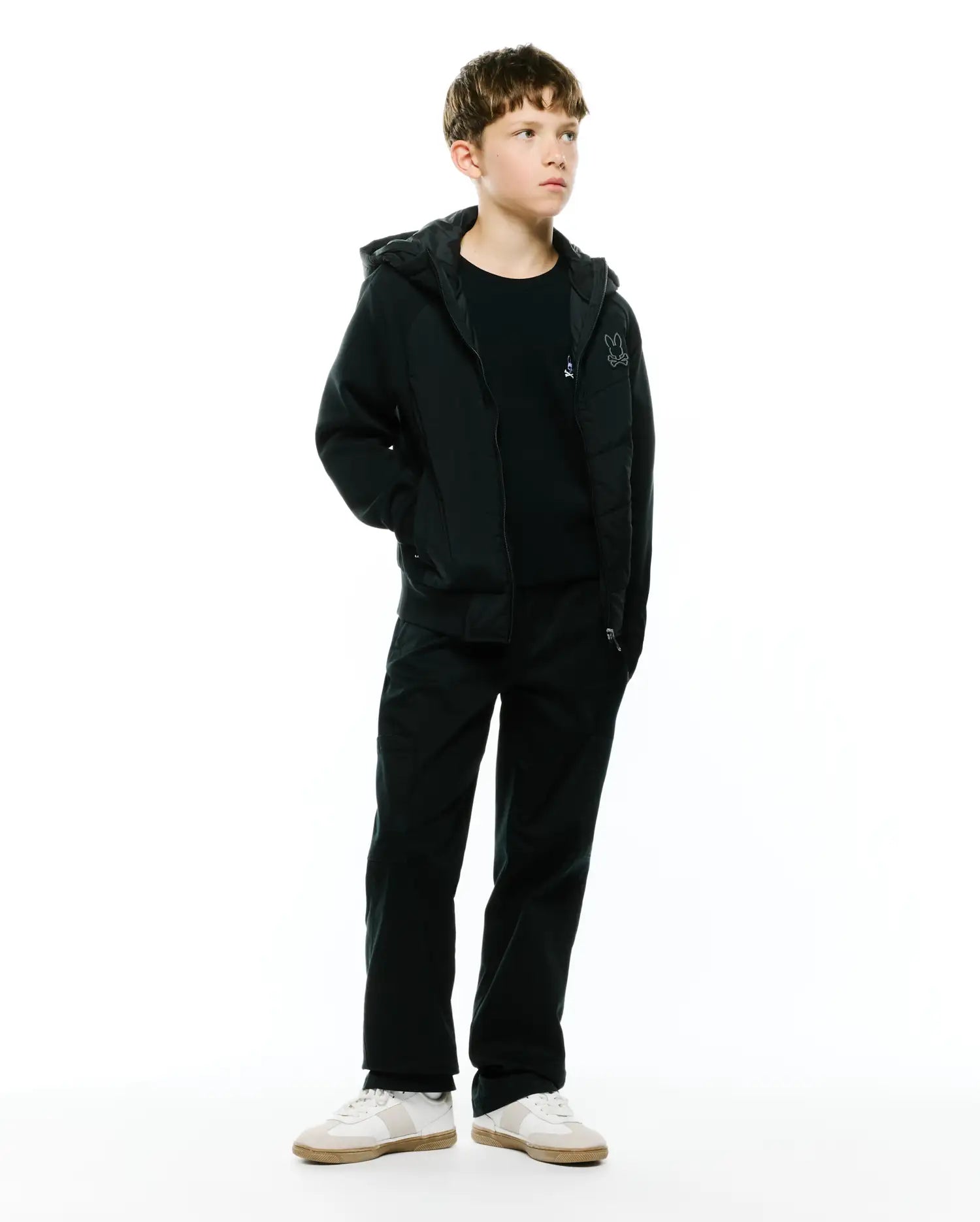 Psycho Bunny Kids Outerwear Gordley Jacket giacca nera imbottita