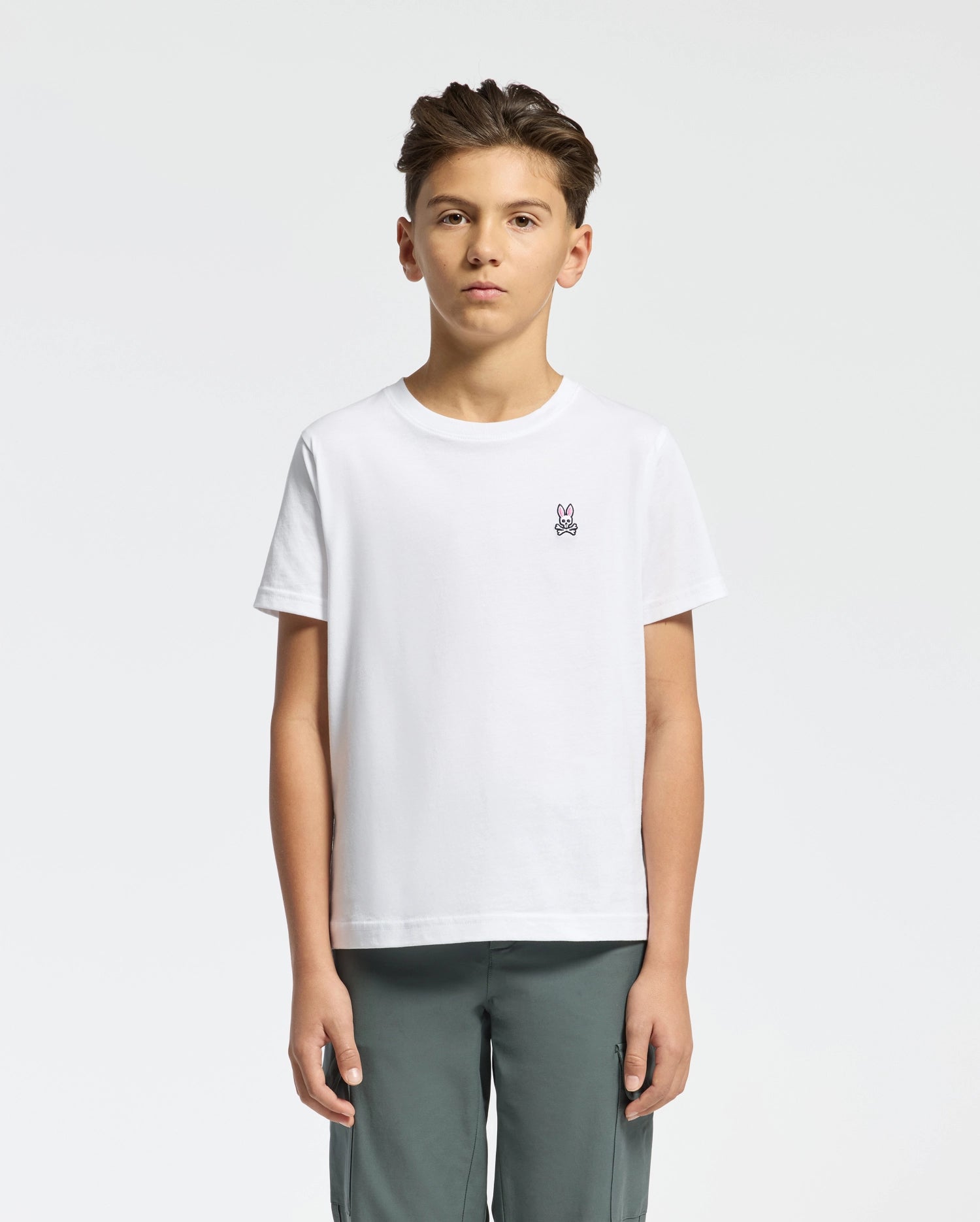Psycho Bunny Kids Tees Classic Crew Neck Tee B0U014CRPC t-shirt bianca in cotone Pima
