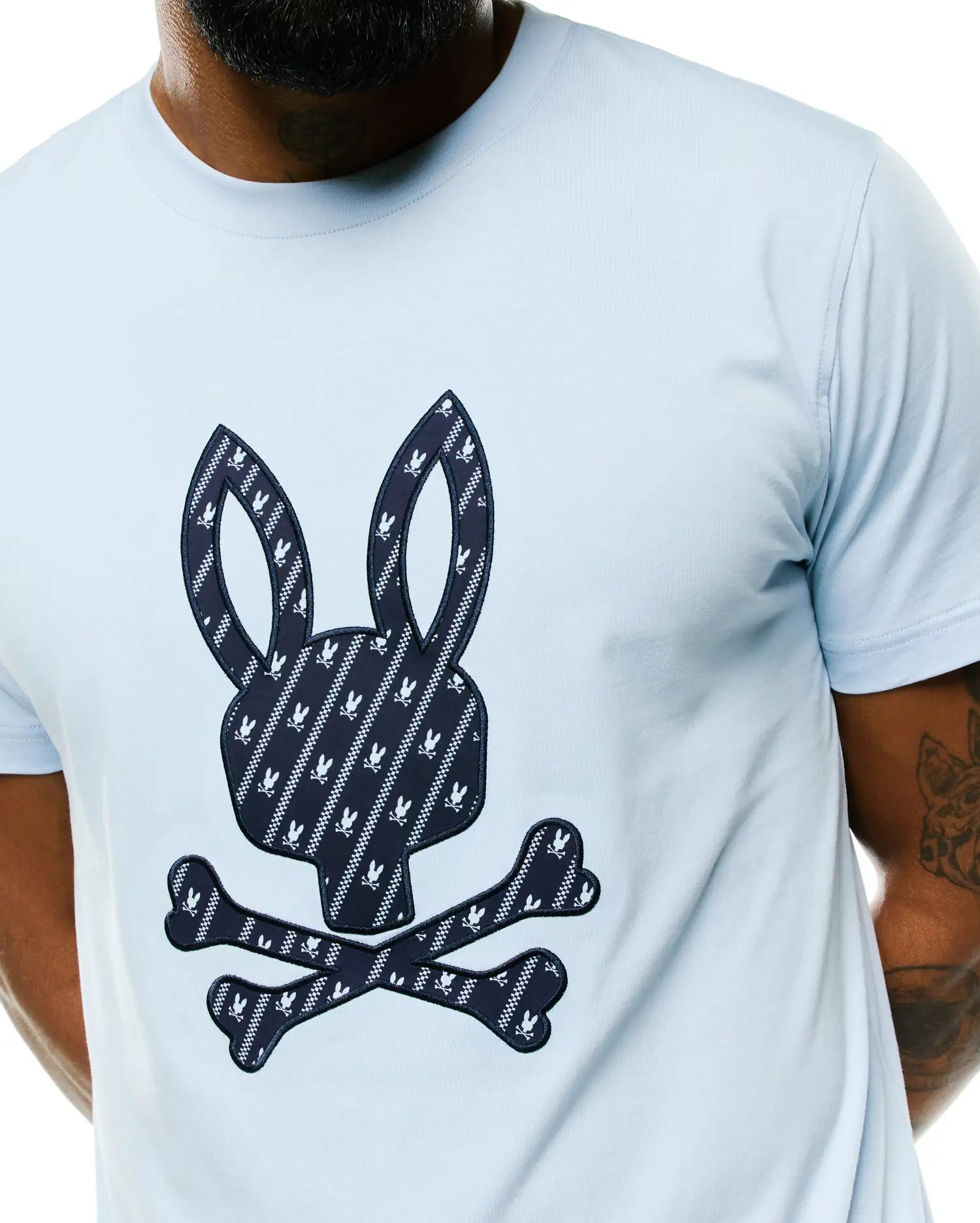 Psycho Bunny Men's Tees Jaden Appliqué Graphic Tee t-shirt blu 100% cotone