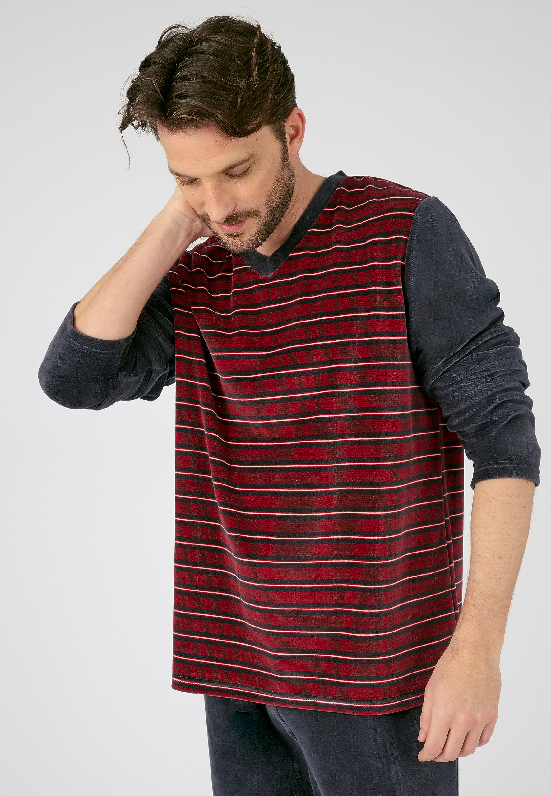 Damart Homewear pigiama da uomo in velluto scollo a V