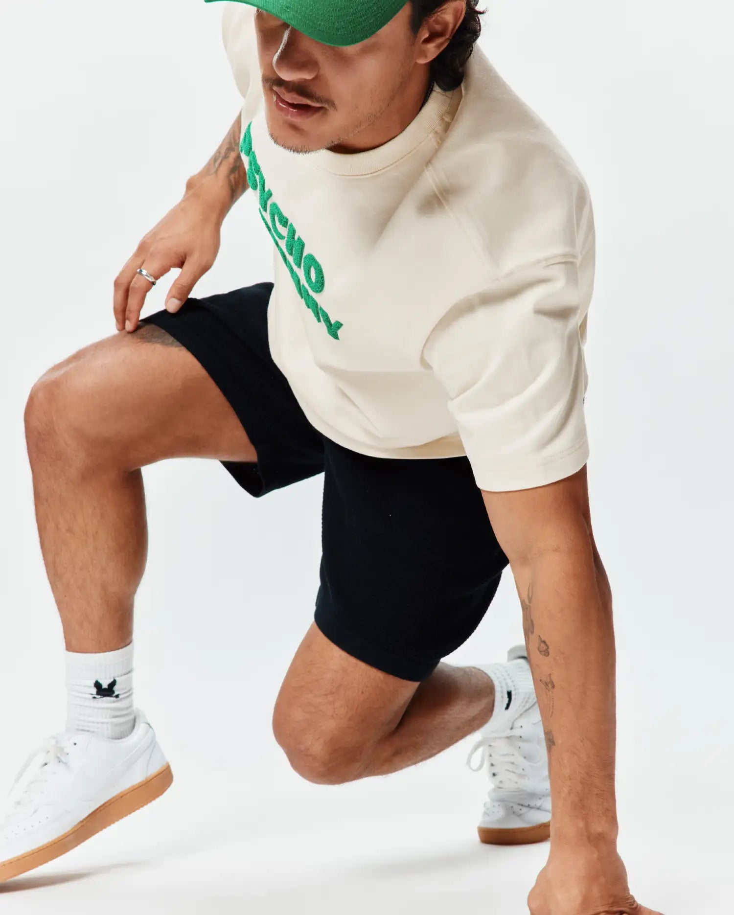 Psycho Bunny Men's Tees Craig Wordmark Tee maglietta bianca in cotone Pima