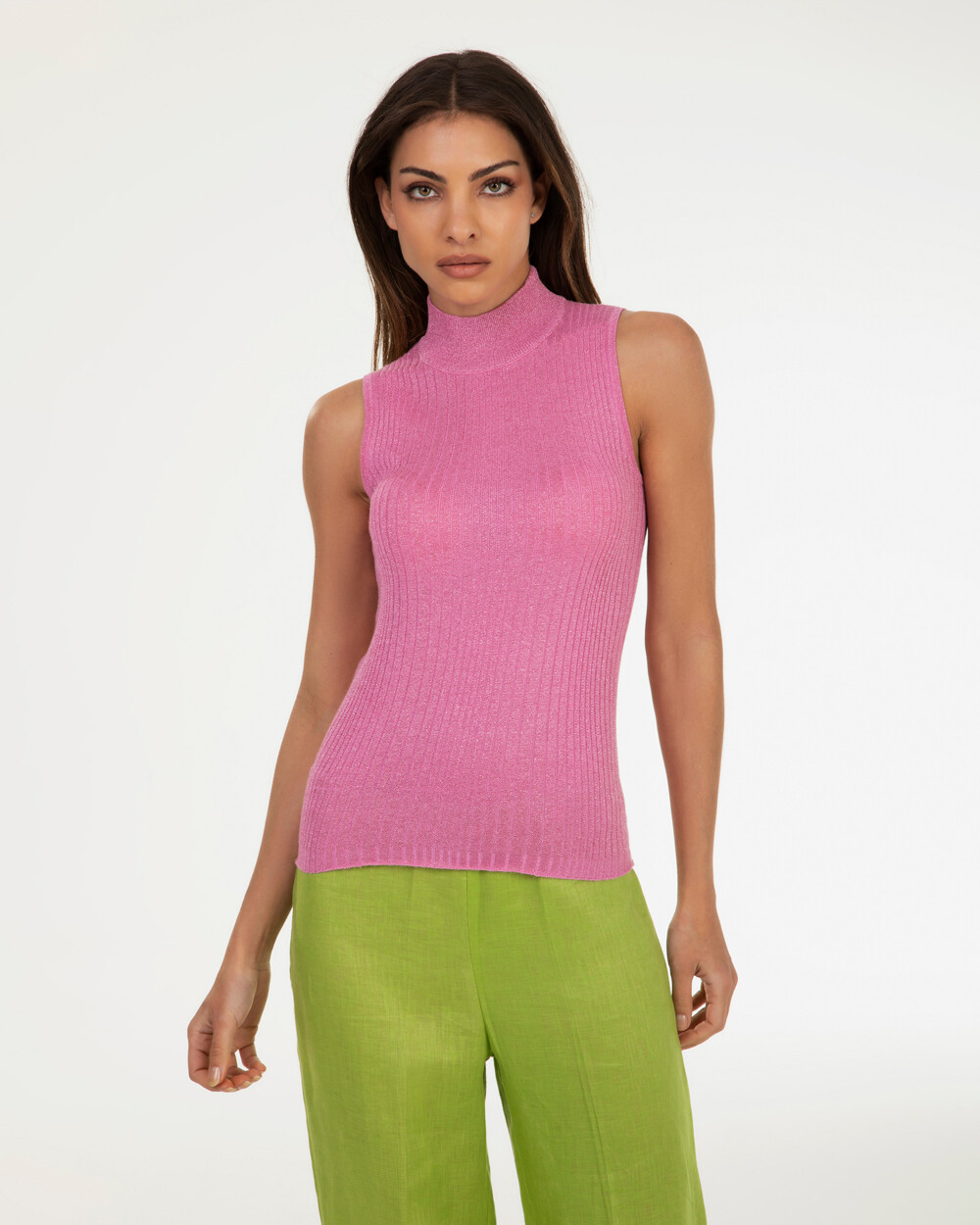 Markup Donna Maglieria lupetto smanicato in lurex maglia