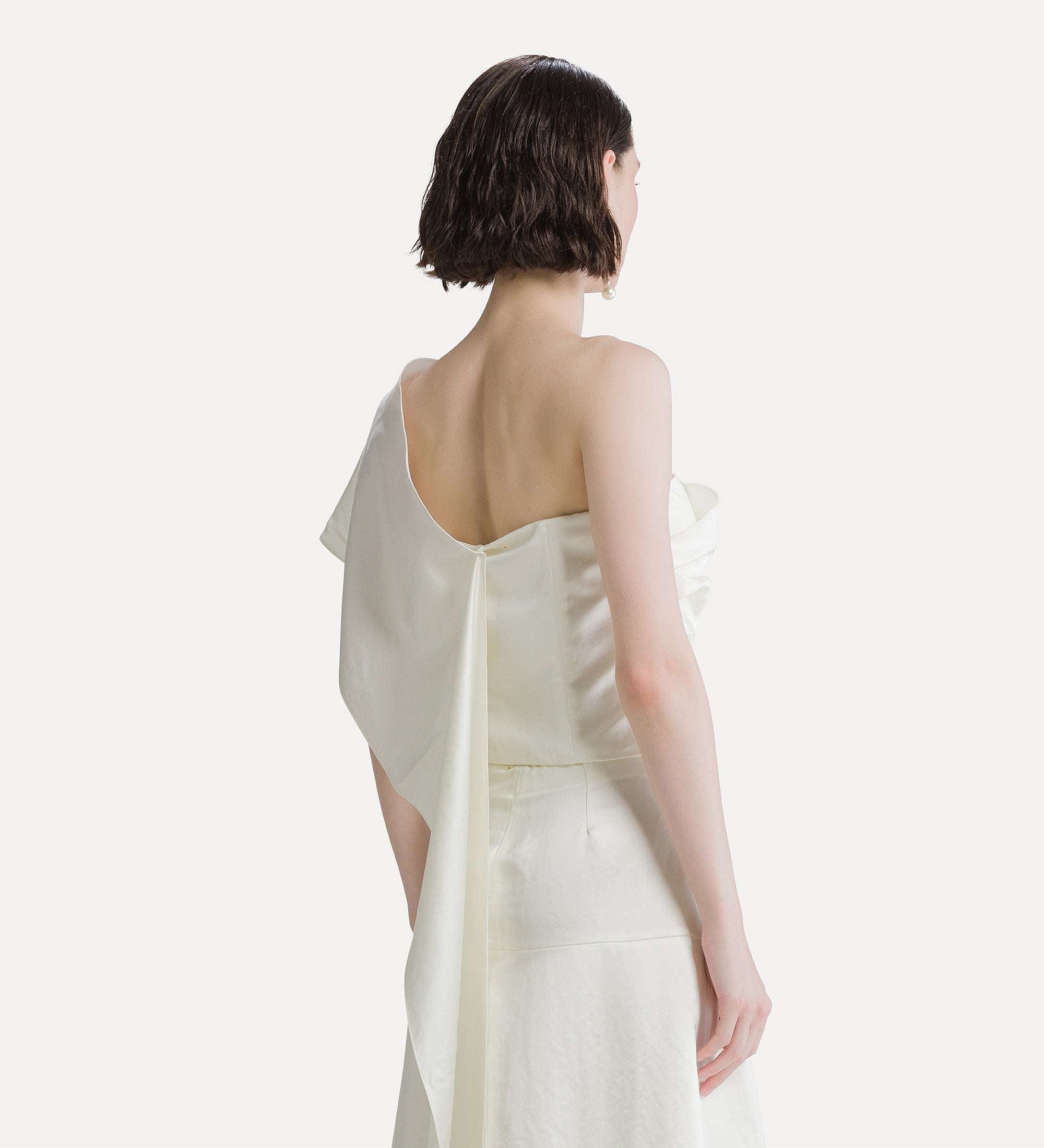 Forte top duchesse monospalla bianco con stola removibile