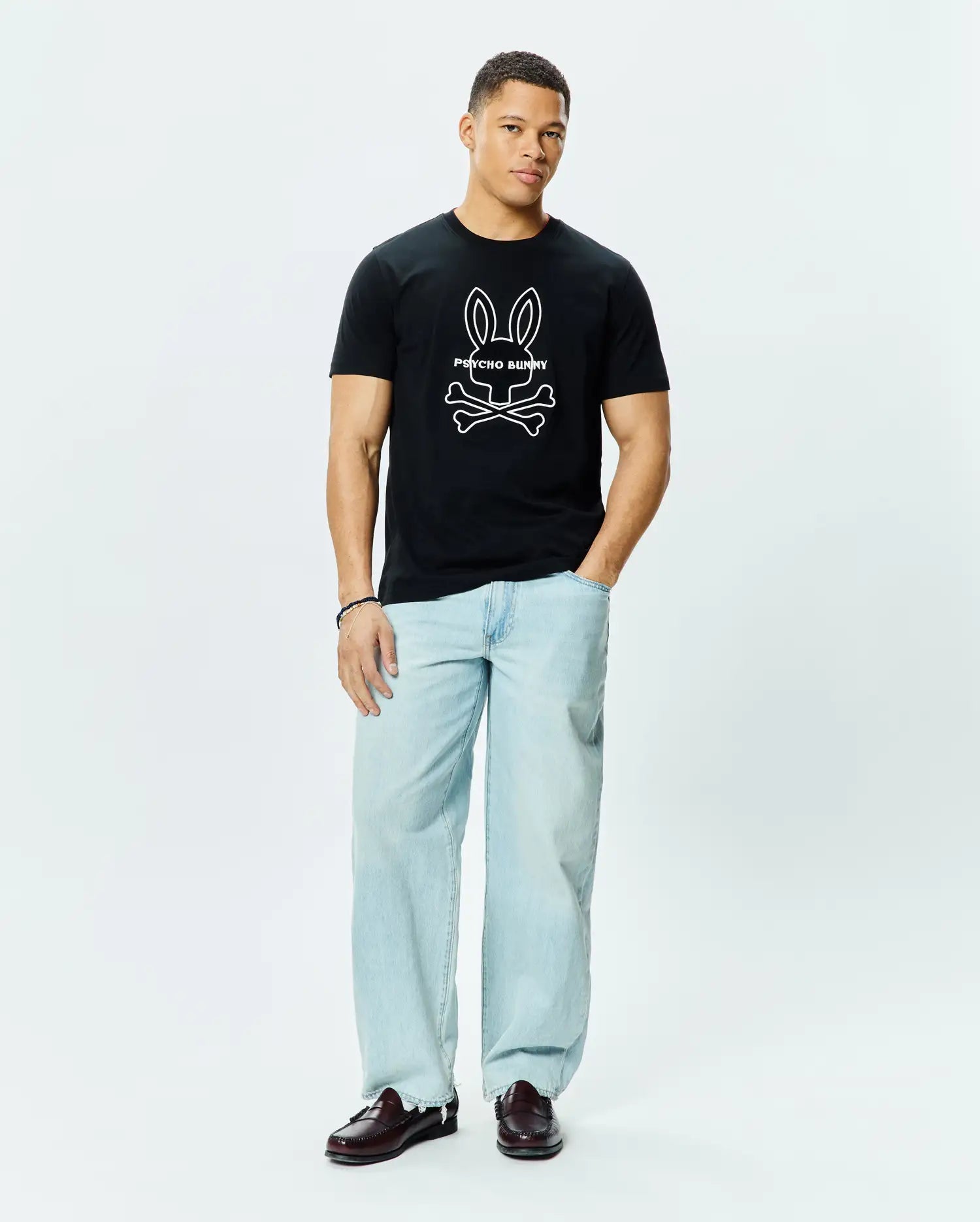 Psycho Bunny Men's Tees Craig Graphic Tee T-shirt nera cotone
