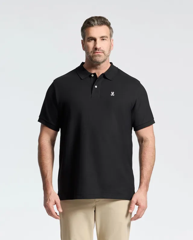 Psycho Bunny Big & Tall Classic Pique Polo Shirt polo nera taglie forti cotone Pima