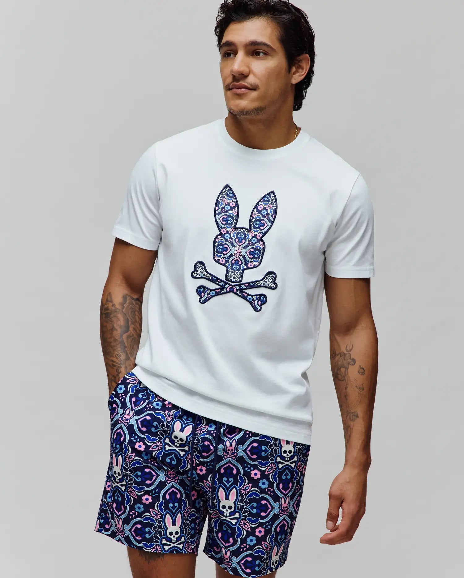 Psycho Bunny Men's Tees MENS LUKE GRAPHIC TEE MT0200236 t-shirt bianca