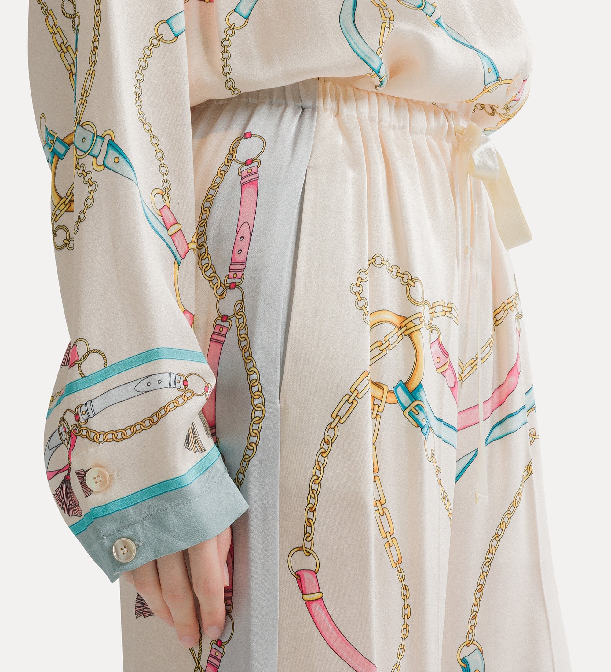 Forte pantaloni pyjama trousers with “the crown” placed print pantaloni avorio