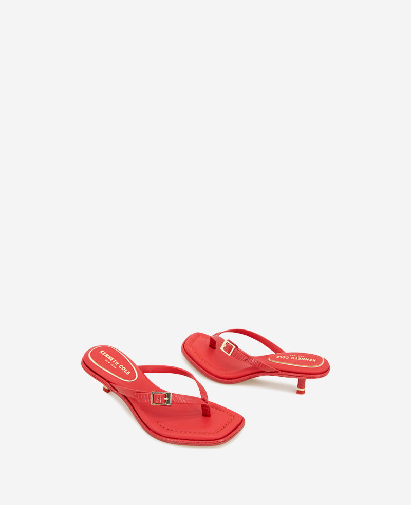 Kenneth Cole Reaction Shoes Gillie Embossed Lizard Kitten Heel Buckle Sandal sandali red lizard tacco 2 pollici