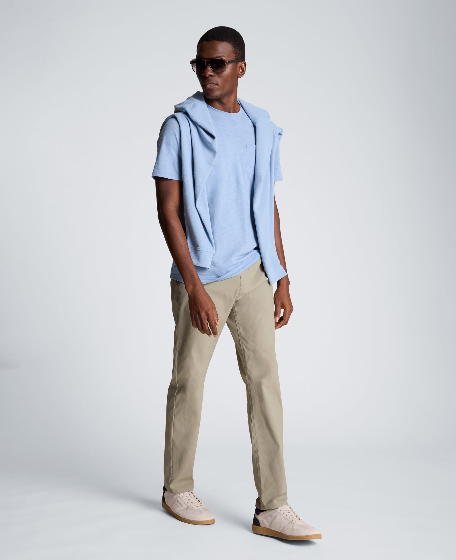 Kenneth Cole Reaction Clothing Crew Neck Tee with Pocket T-shirt blu con taschino