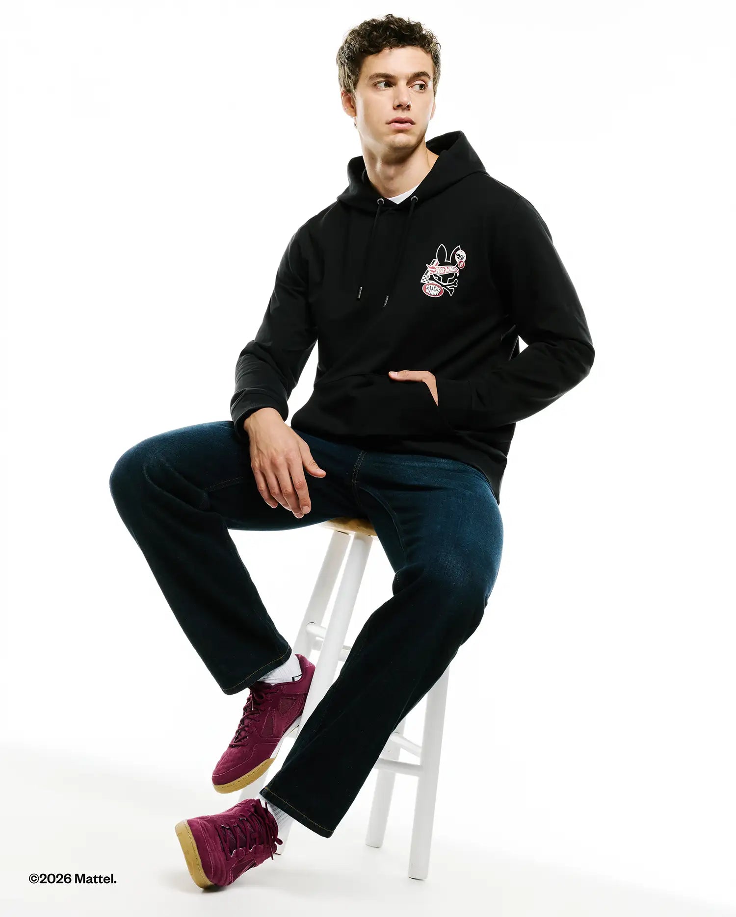 Psycho Bunny Men's Sweatshirts & Hoodies Hot Wheels Men's Pullover Hoodie felpa nera