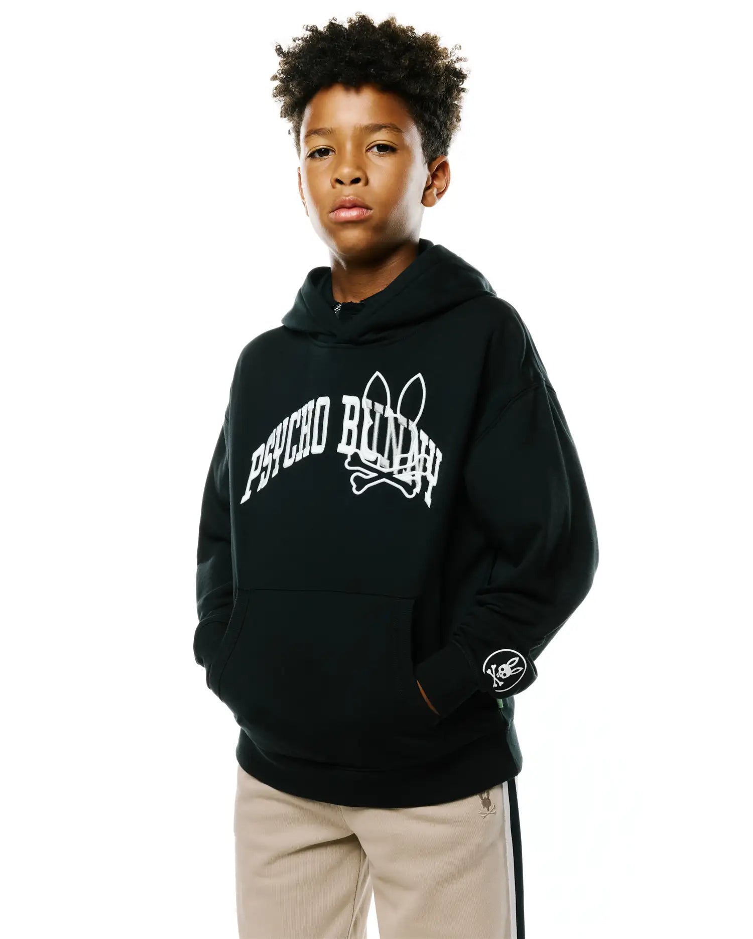 Psycho Bunny Kids Sweatshirts & Hoodies Nathaniel Relaxed Hoodie felpa nera