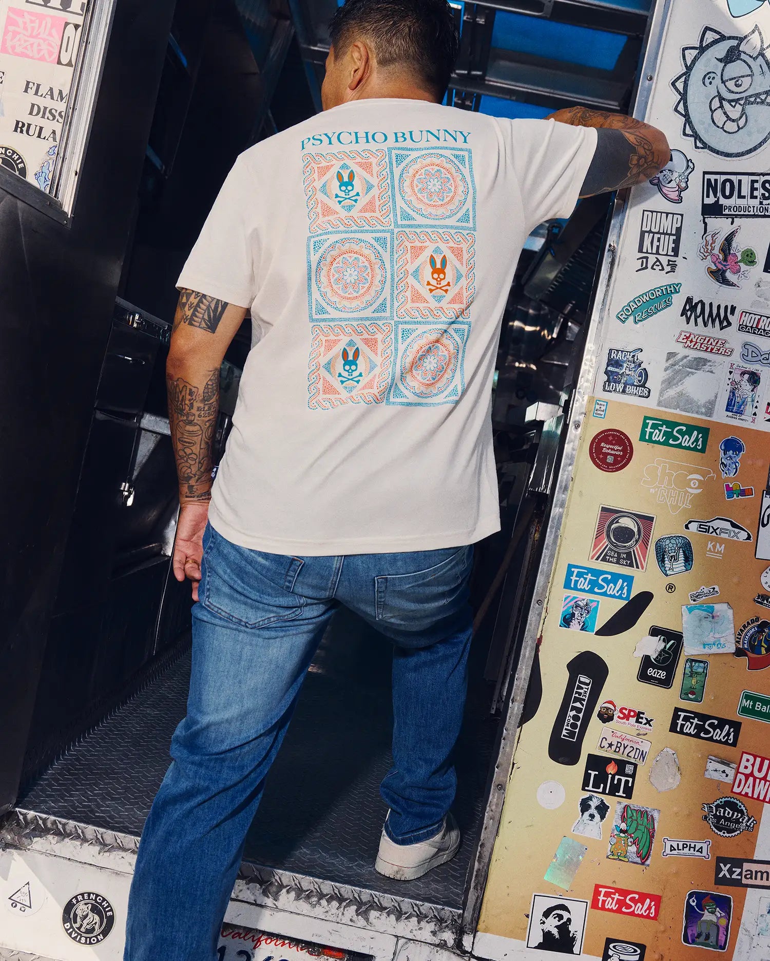 Psycho Bunny Men's Tees Frank Back Graphic Tee MT0200293 t-shirt 2/XXS bianca