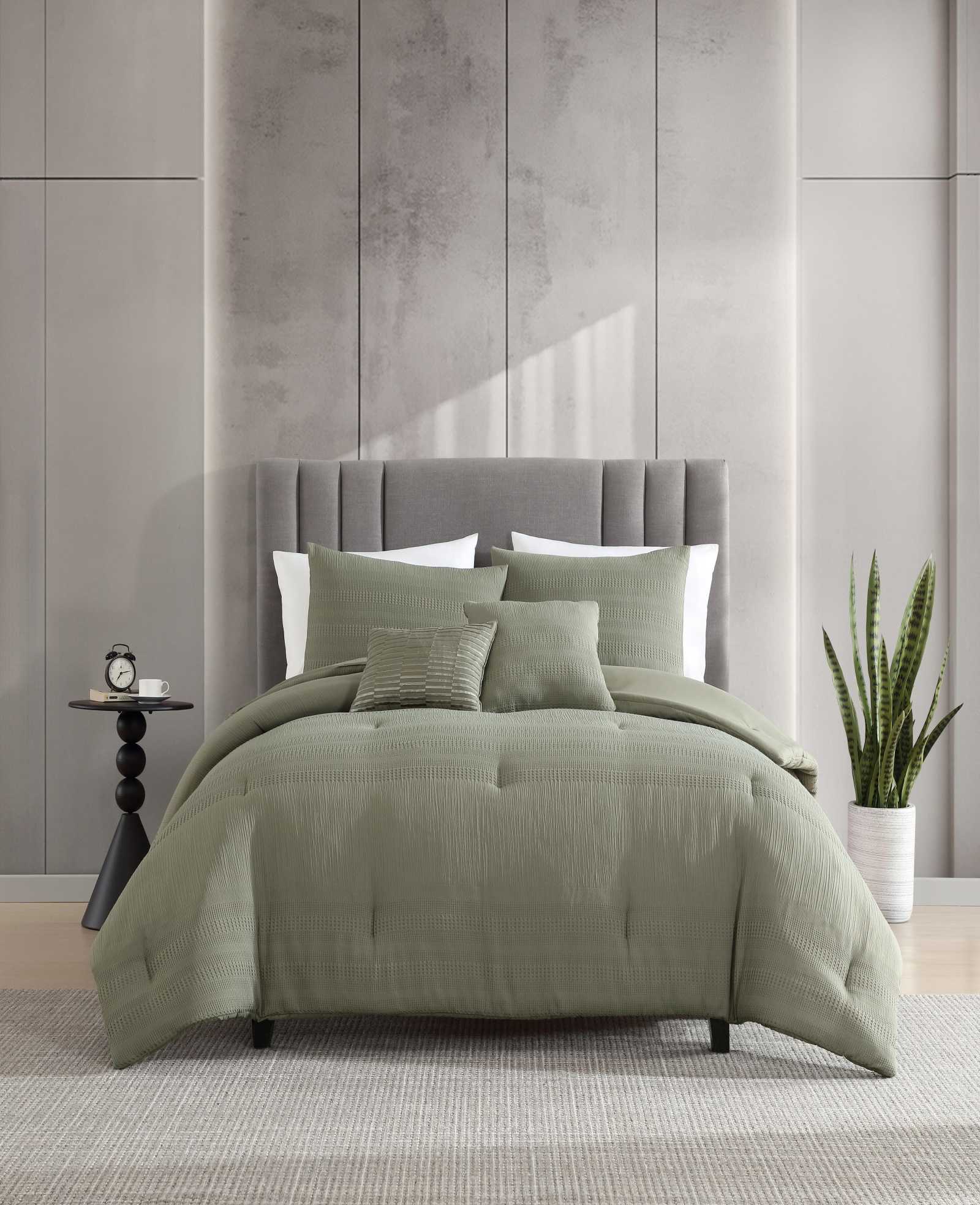 Kenneth Cole Reaction Home & Bedding Variegated Waffle Comforter Set trapunta verde Twin