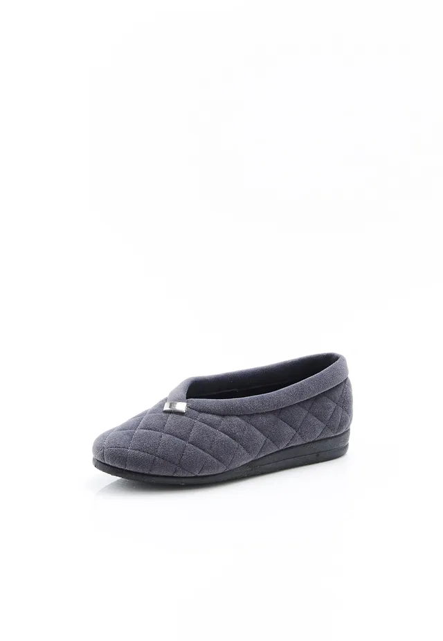 Damart Calzature pantofole da donna in velluto trapuntato blu