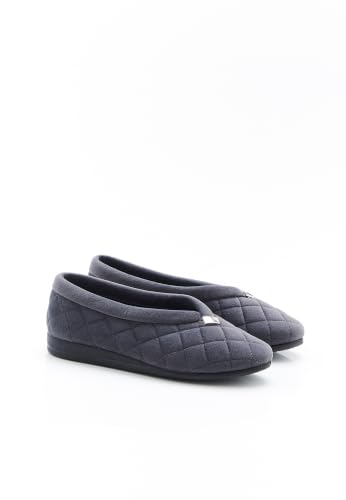 Damart Calzature pantofole da donna in velluto trapuntato blu