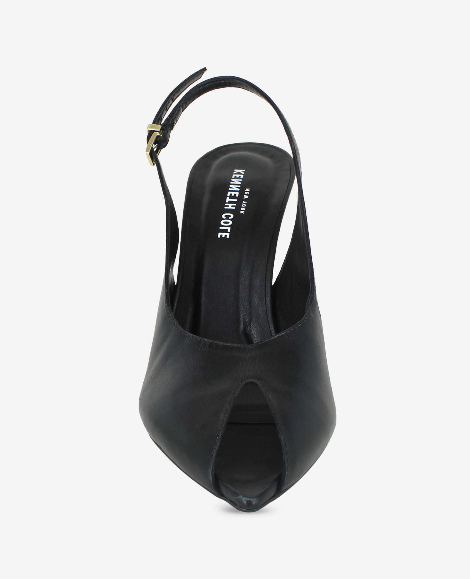 Kenneth Cole Reaction Shoes Priya Leather Peep Toe Slingback Heel décolleté nere in pelle