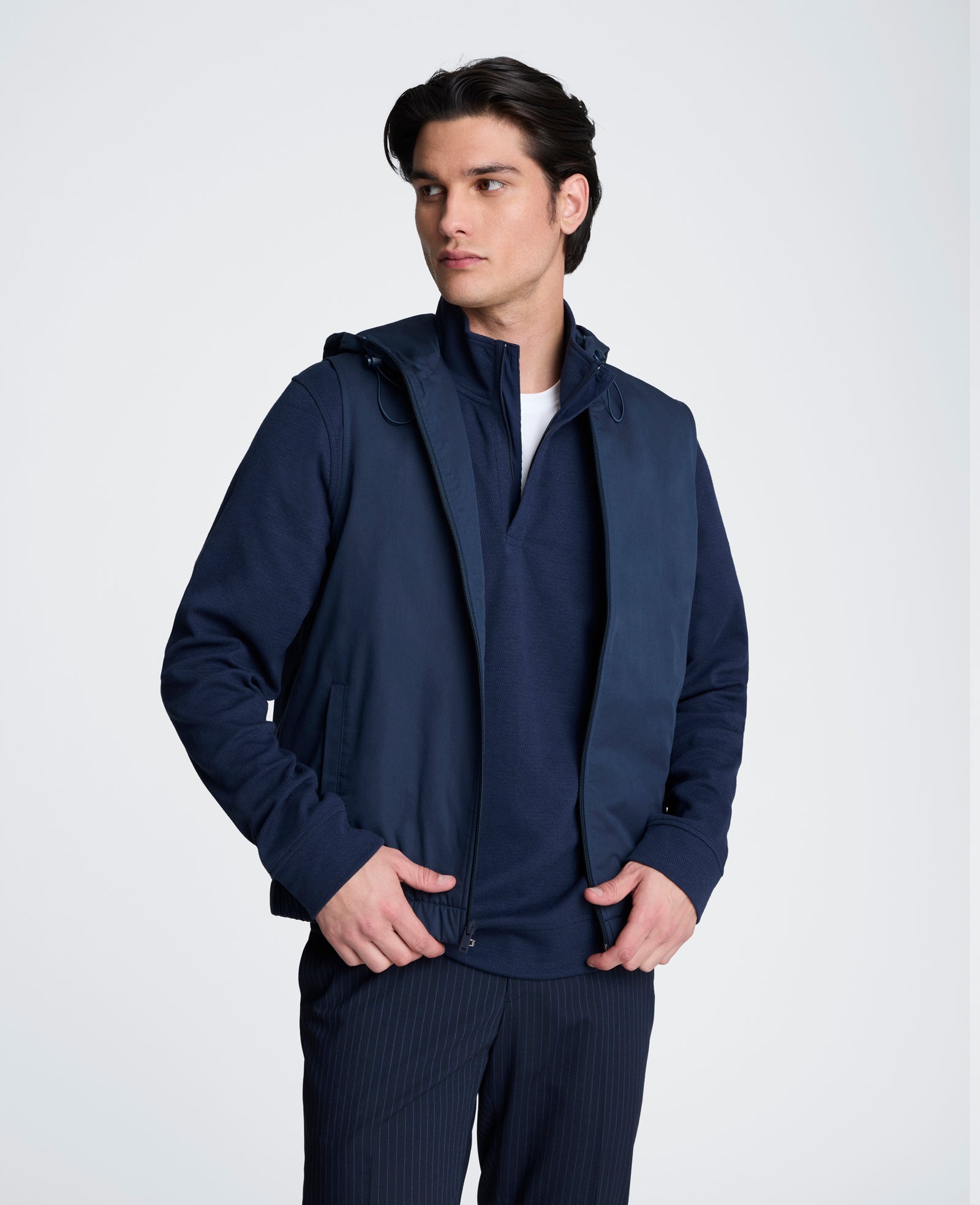 Kenneth Cole Reaction Clothing Gathered Bottom Vest gilet blu navy imbottito