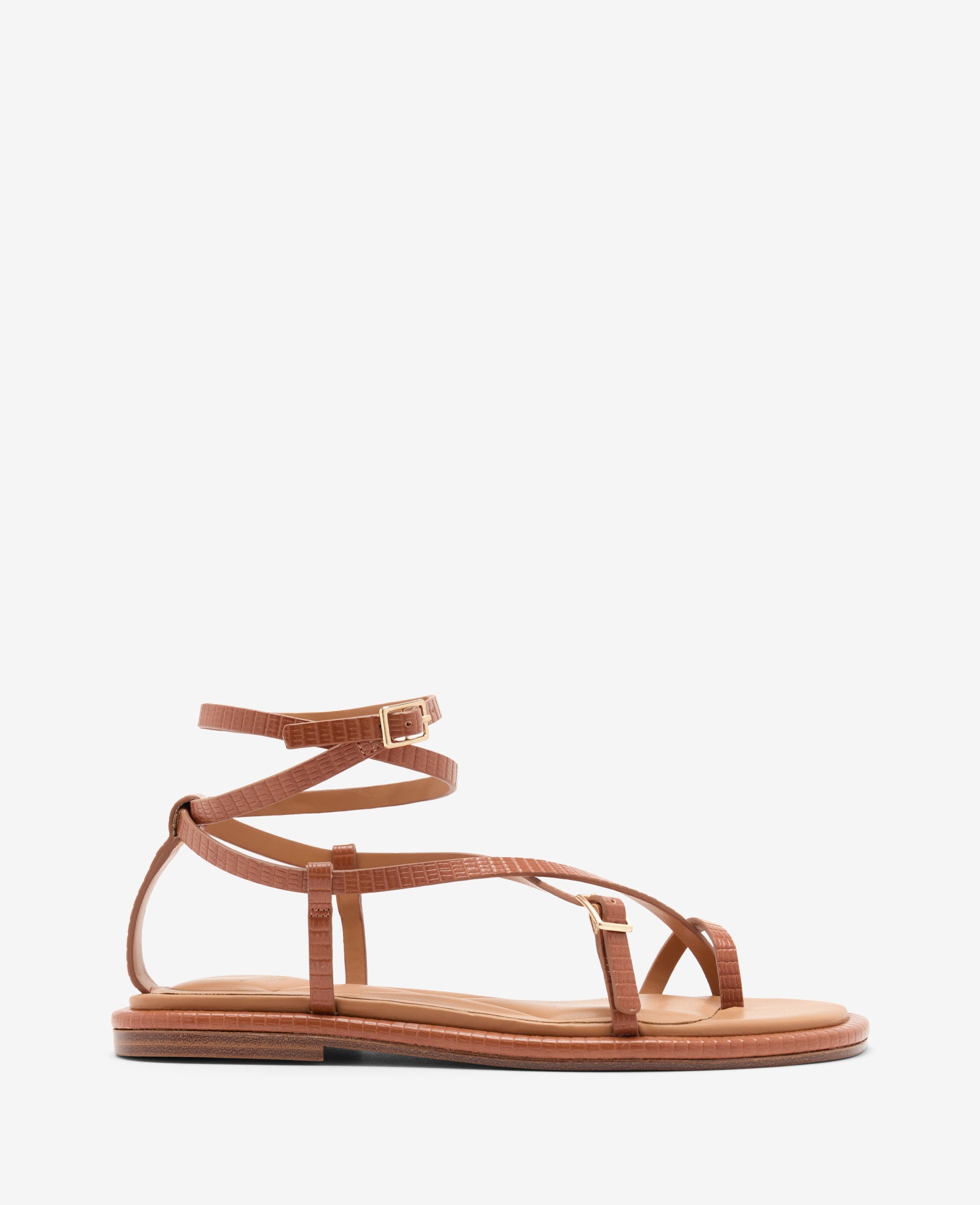 Kenneth Cole Reaction Paros Embossed Lizard Sandal sandali tan con fibbia