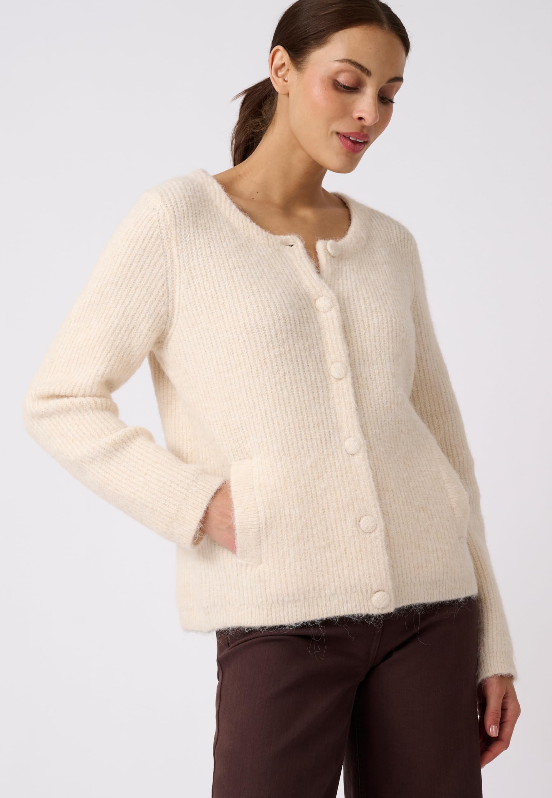 Damart Thermolactyl Cardigan donna marrone avorio 50-52 in lana