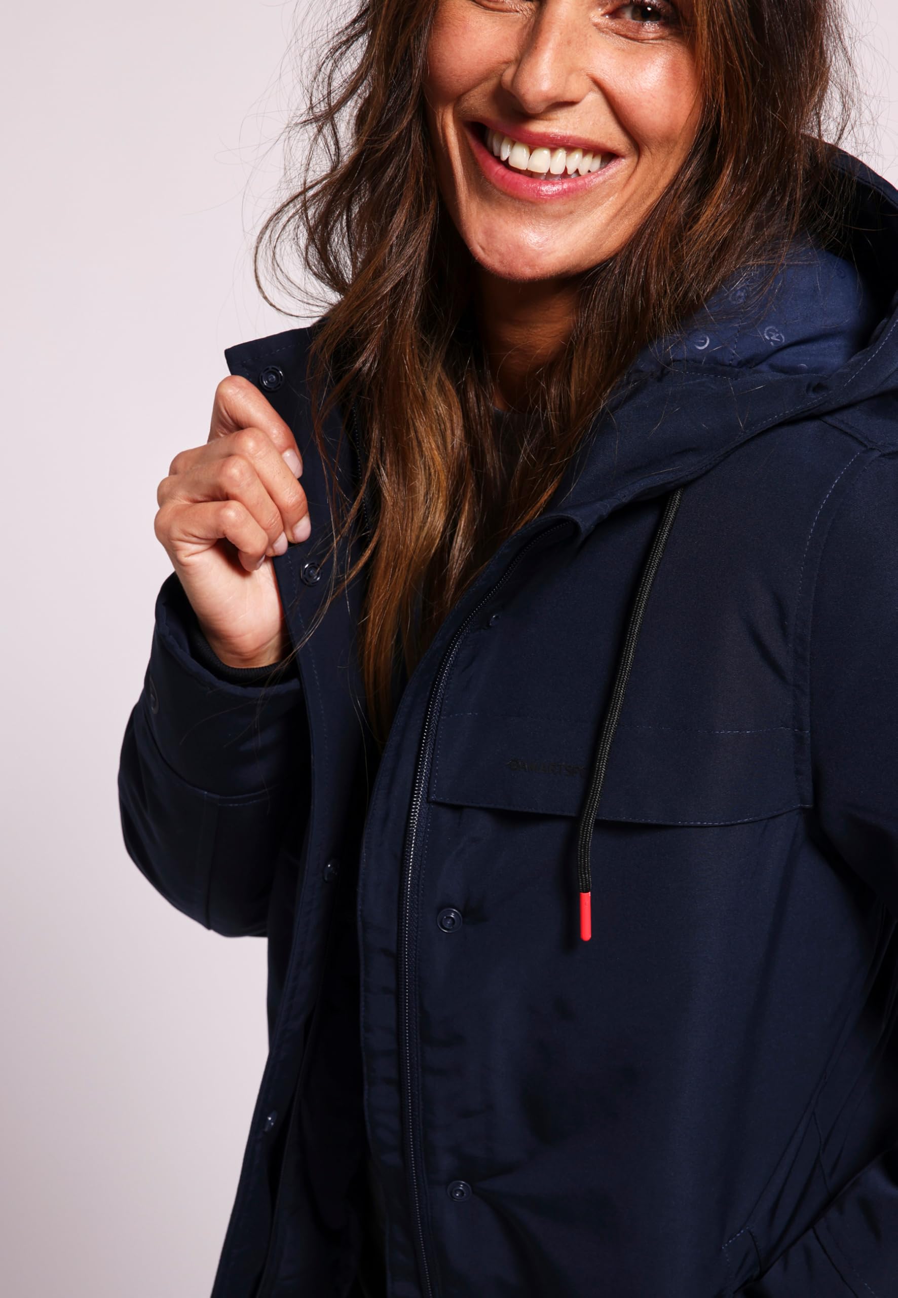 Damart Thermolactyl Parka con cappuccio blu marino donna