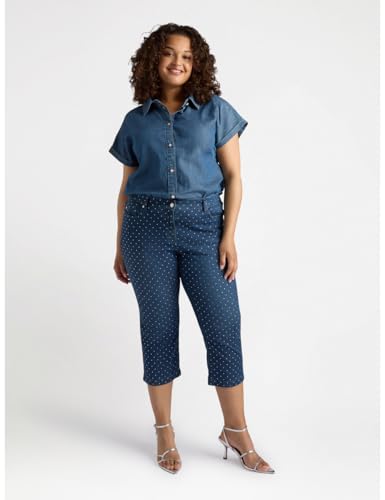 Fiorella Rubino Jeans Jeans Cropped con Piccole Borchie Curvy Size 52 Plus elasticizzati