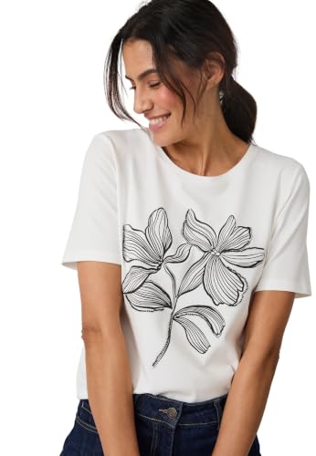 Damart Prêt-à-porter T-Shirt Perle Fantasia maglietta bianca con perle