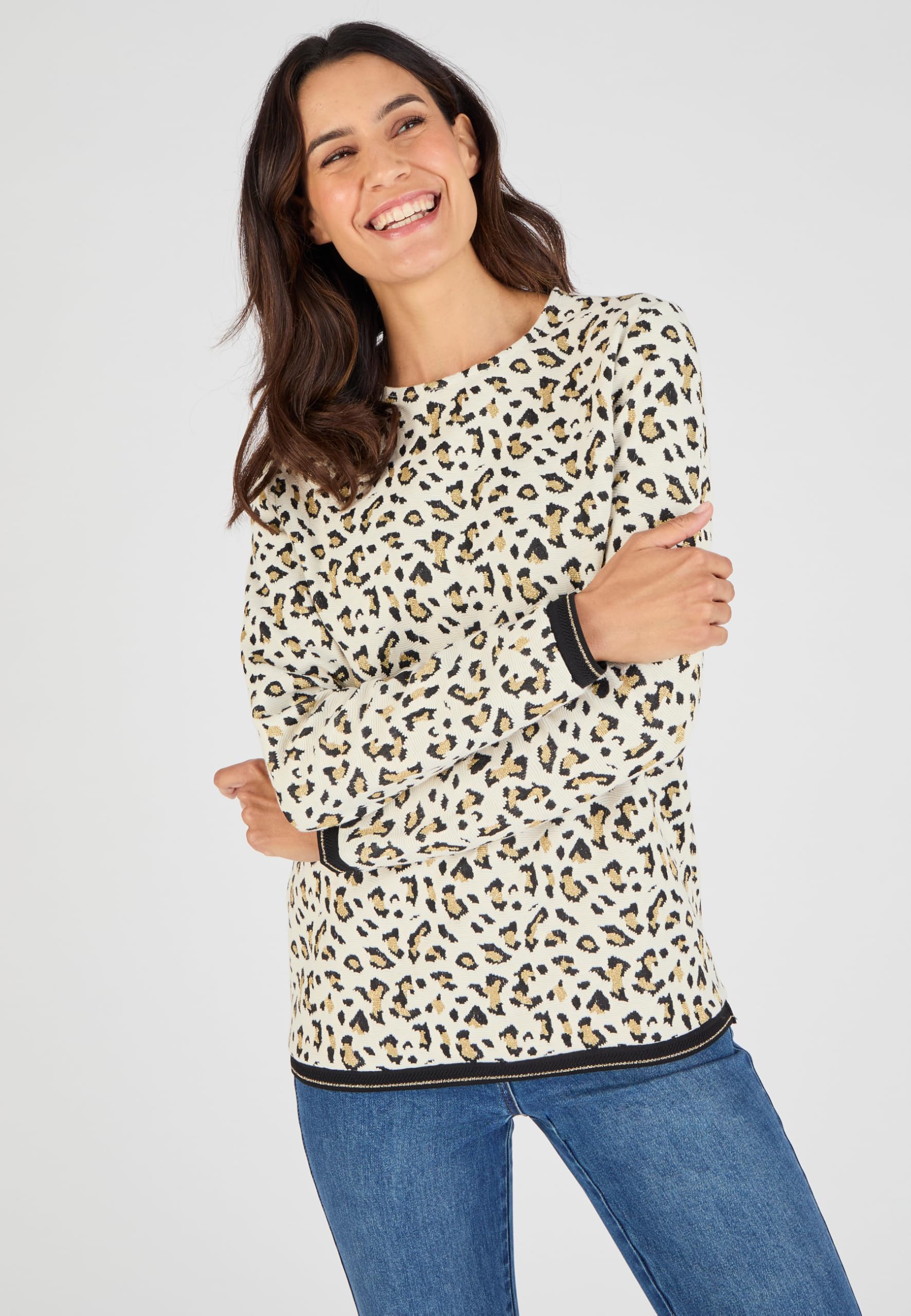 Damart Prêt-à-porter felpa jacquard stampa animalier donna 38-40