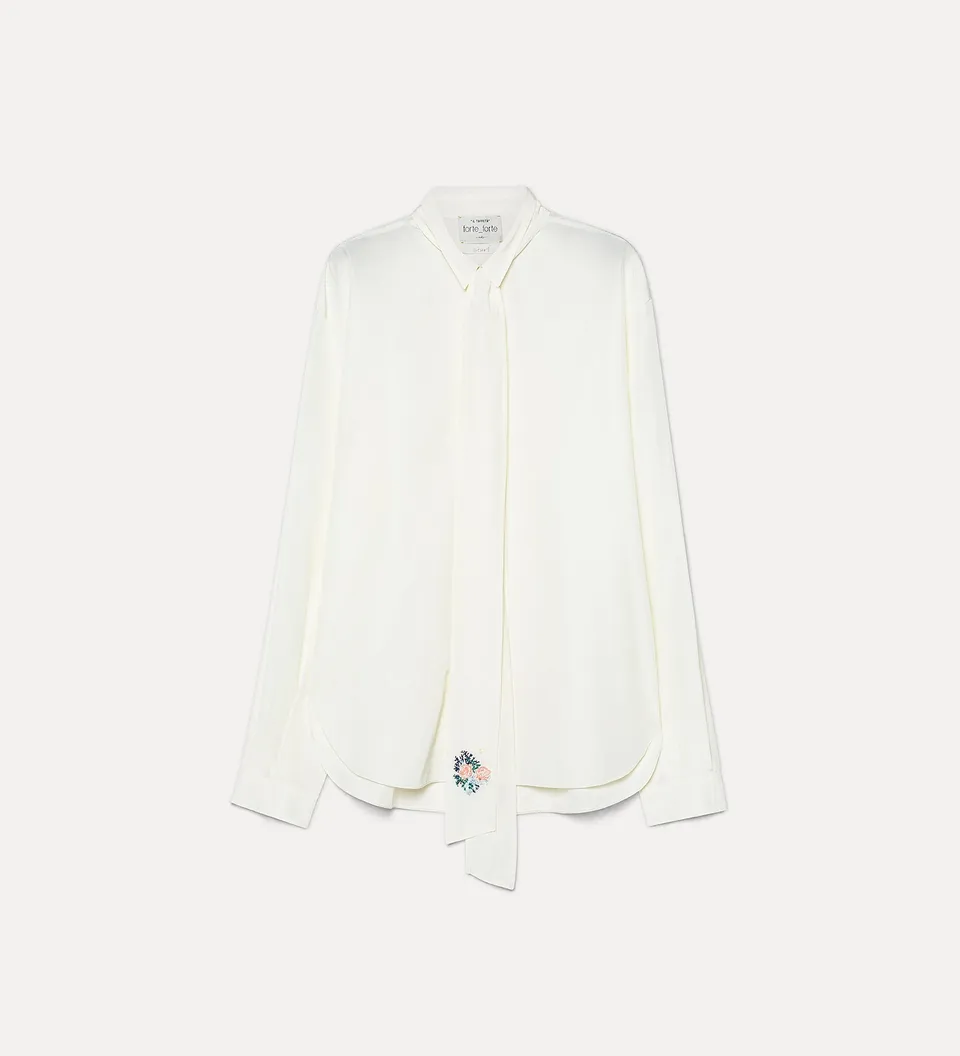 Forte camicie shirt with sash and bouquet embroidery camicia bianca