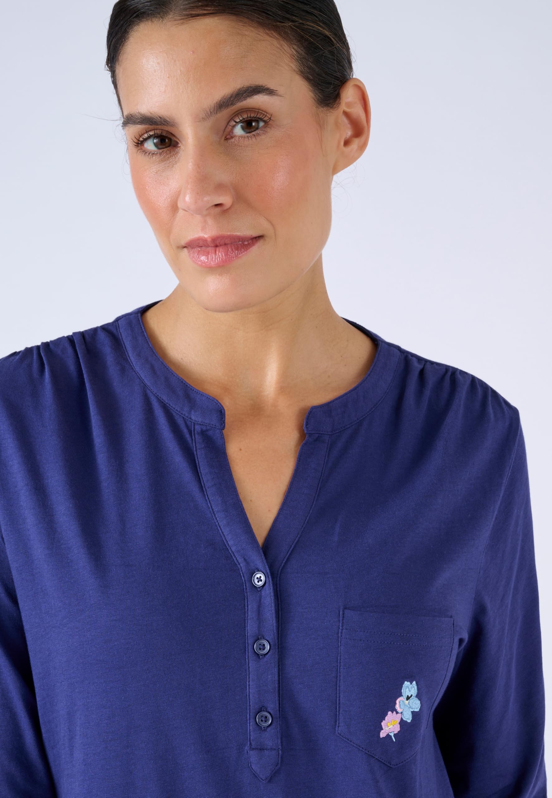 Damart Homewear maglietta pigiama colletto tunisino in cotone taglia XS