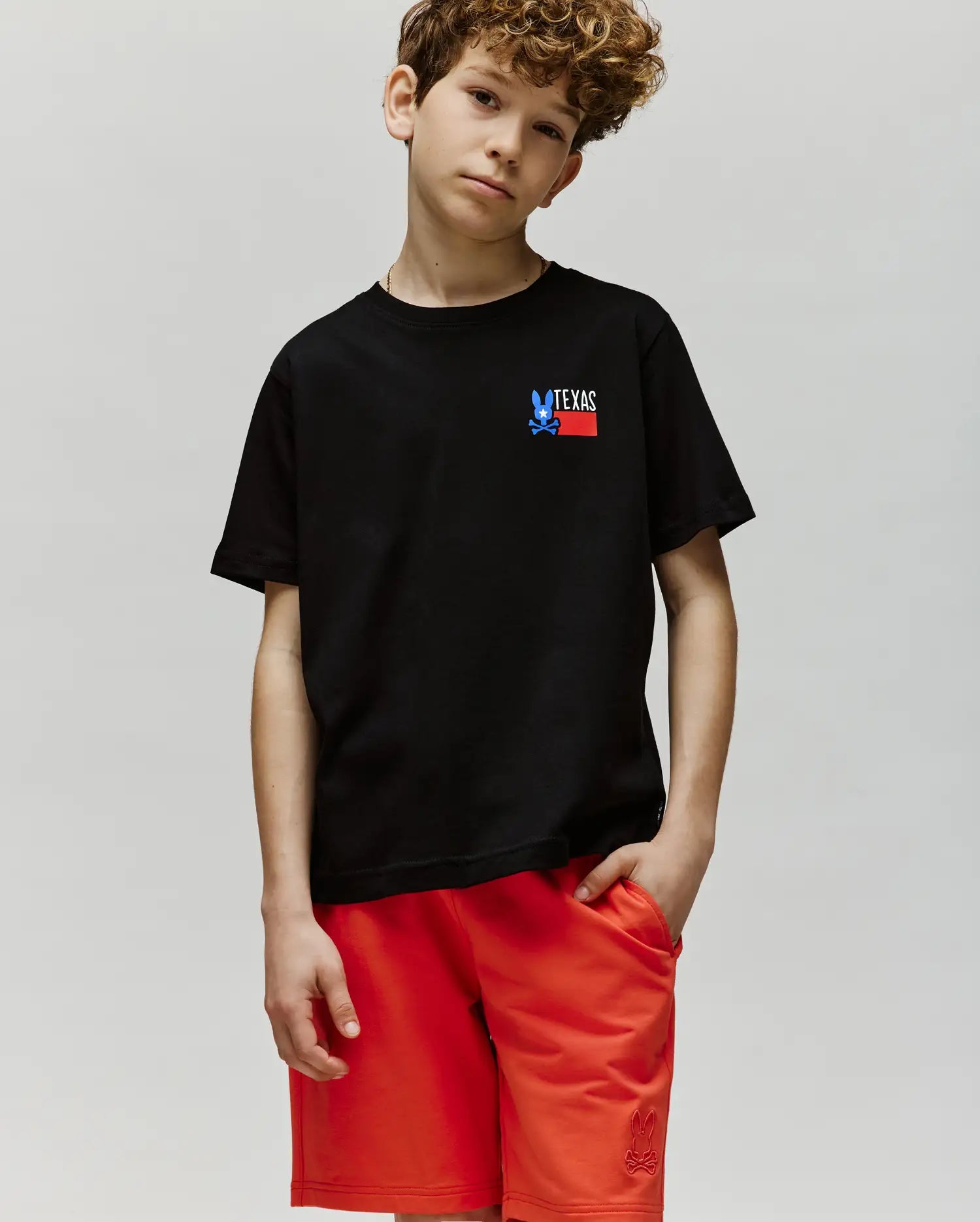 Psycho Bunny Kids Tees Texas Tee maglietta nera bambini cotone Pima