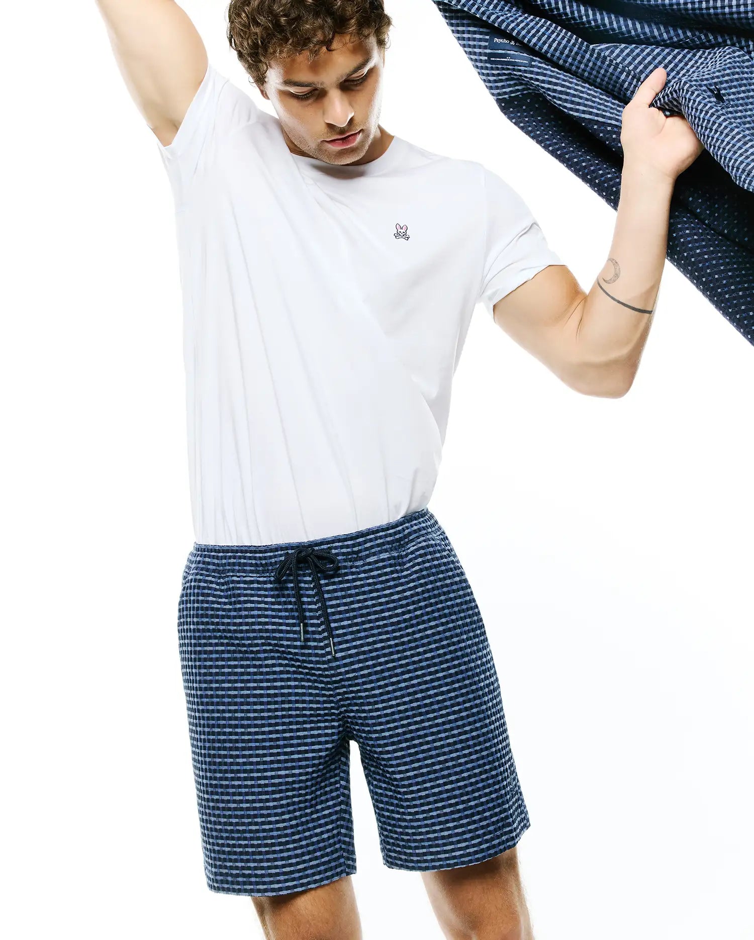 Psycho Bunny Men's Shorts Erik Raised Check Short 7" MB0700035 shorts blu navy