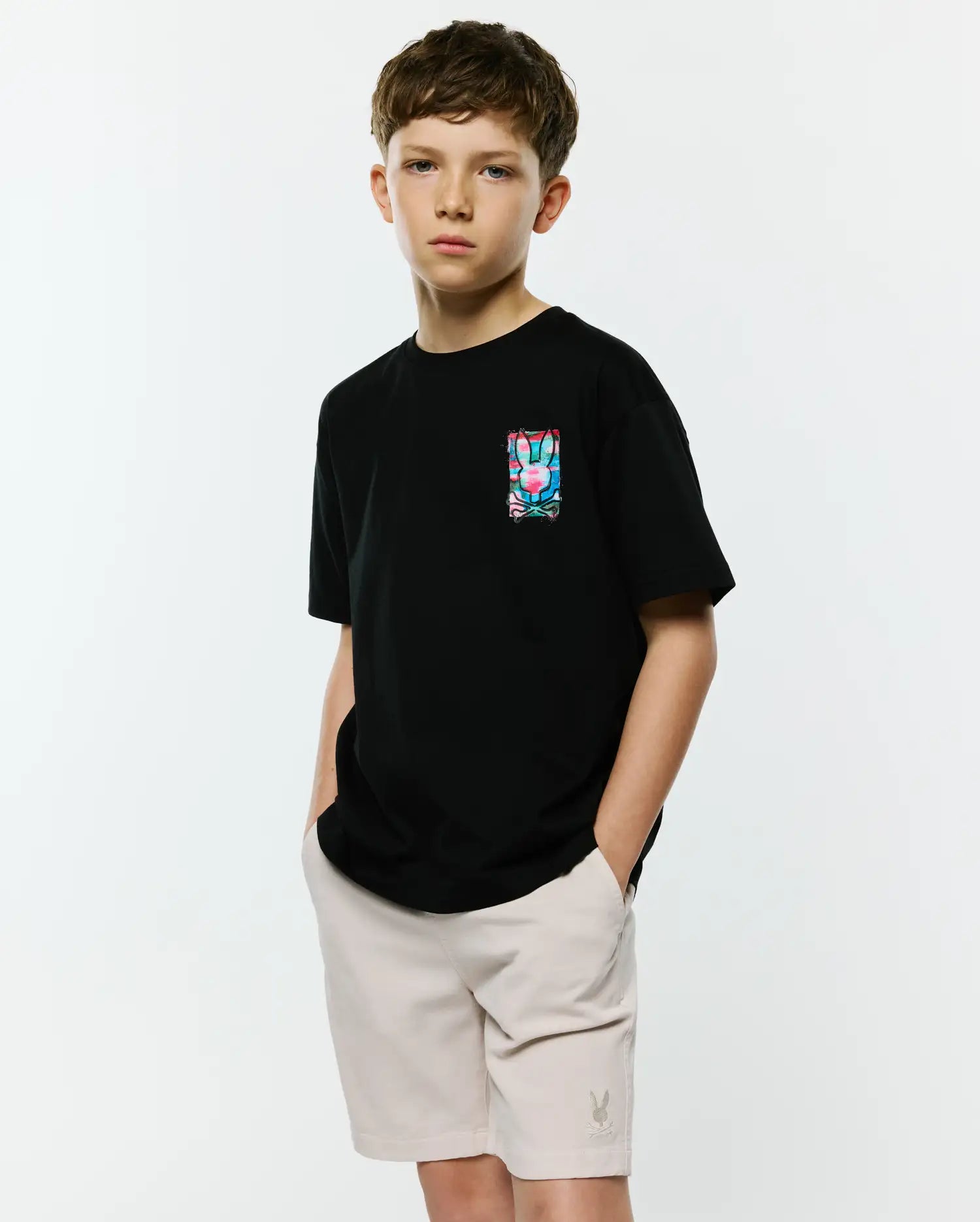 Psycho Bunny Kids Tees Isaac Oversized Tee maglietta nera oversize