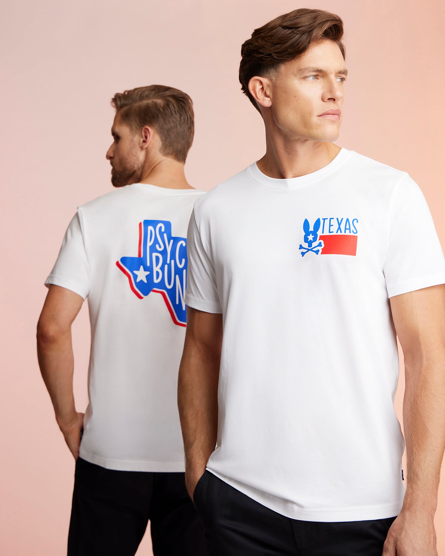 Psycho Bunny Men's Tees Texas Tee T-shirt bianca in cotone Pima