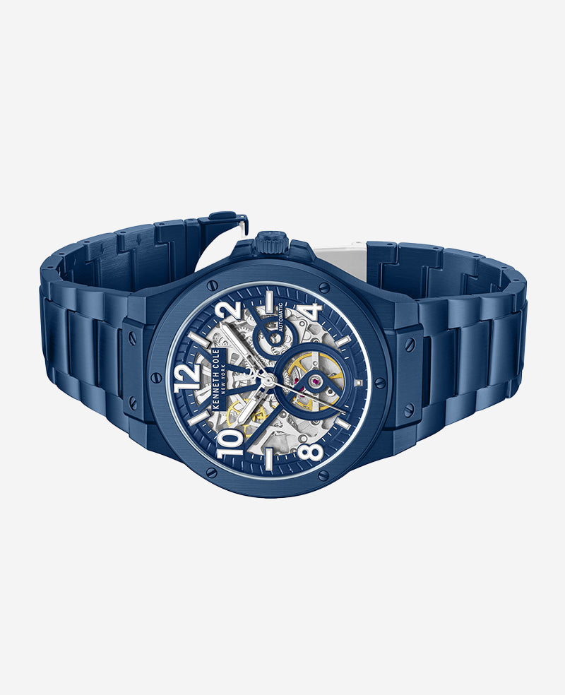 Kenneth Cole Reaction Watches Skeleton Automatic orologio blu automatico
