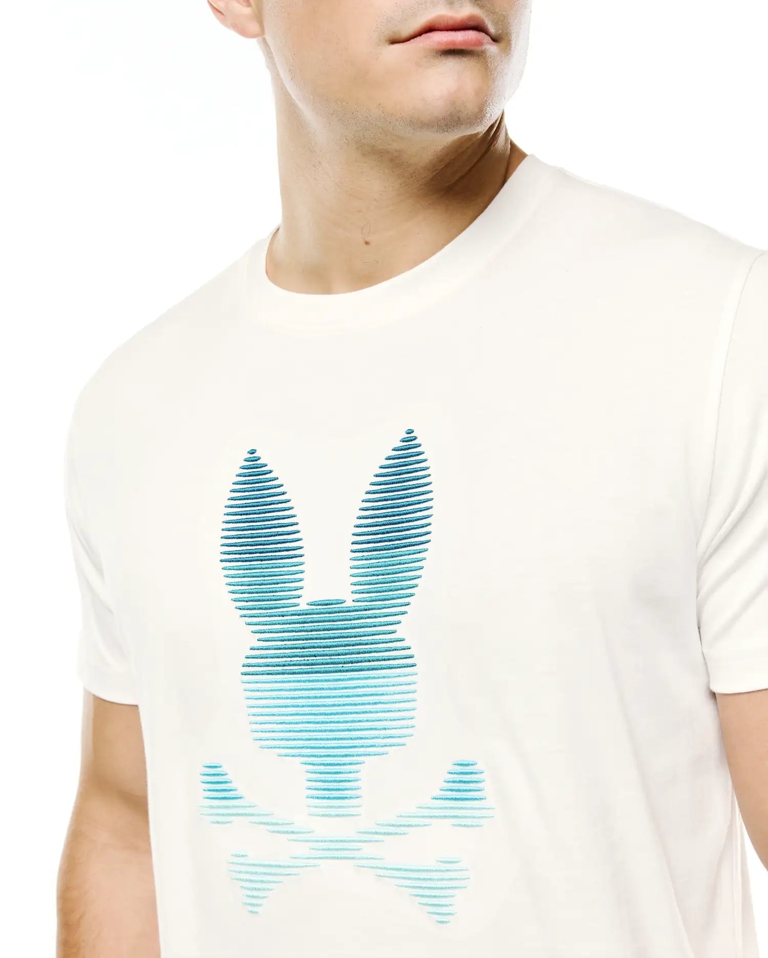 Psycho Bunny Men's Tees Slade Bunny Graphic Tee MT0200452 T-shirt ecru in cotone Pima