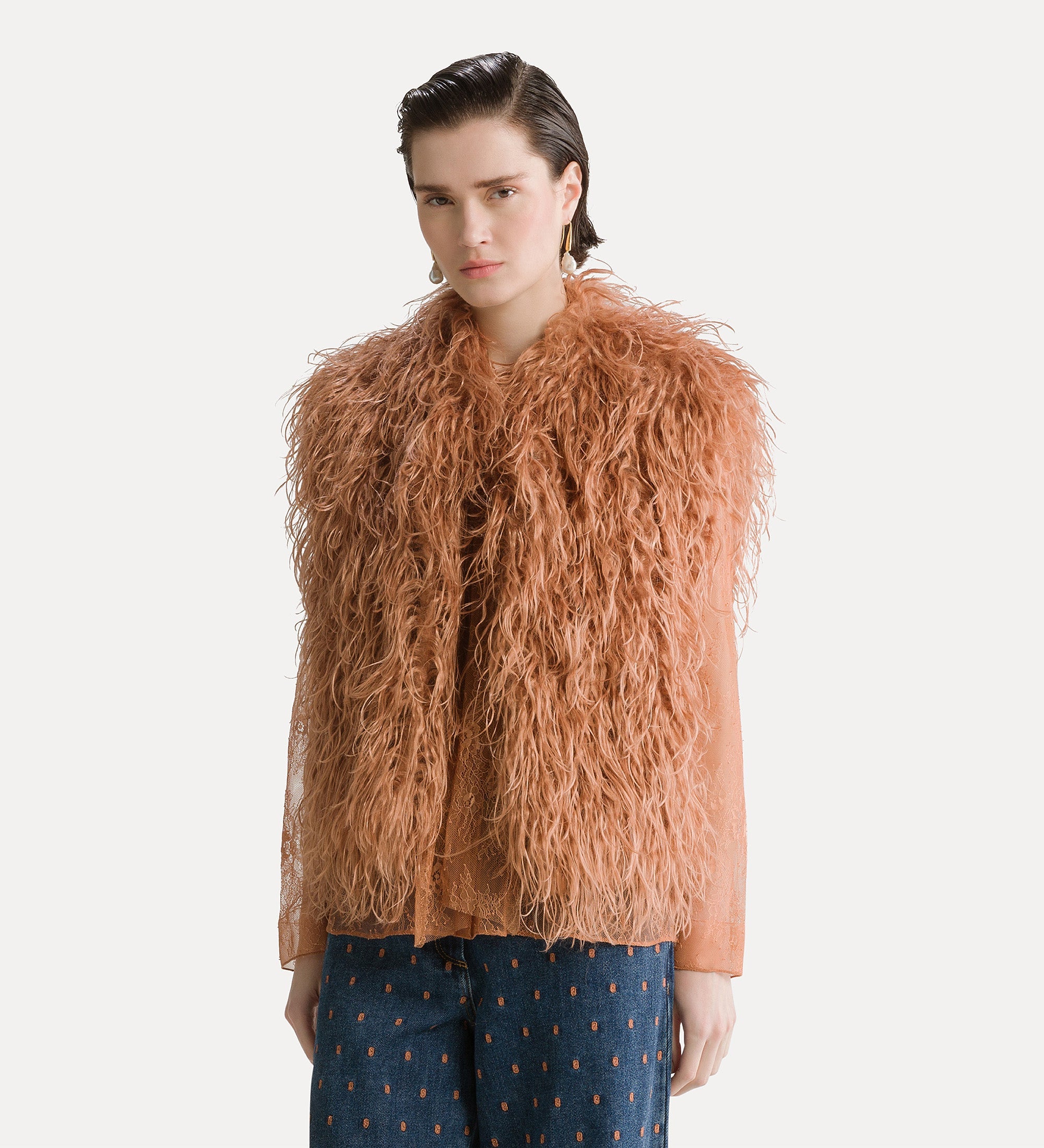 Forte giacche gilet in ecopelliccia mongola The colore The