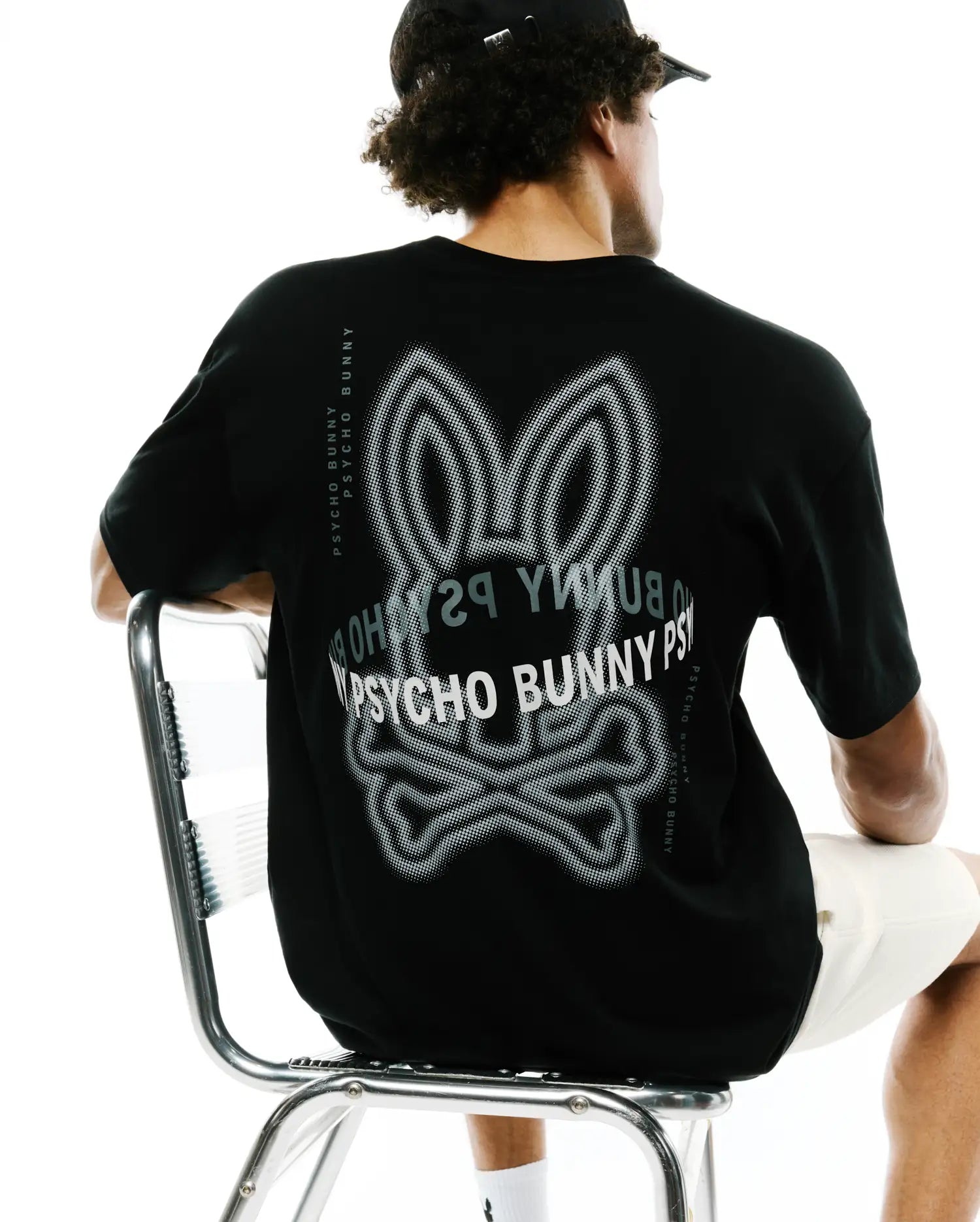Psycho Bunny Men's Tees Alex Pima Cotton Back Graphic Tee t-shirt nera