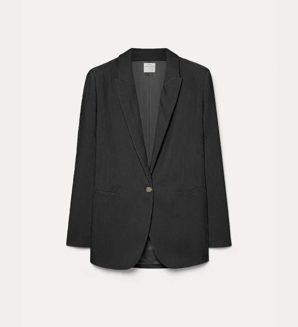 Forte Giacche blazer in velluto a coste sottili nero