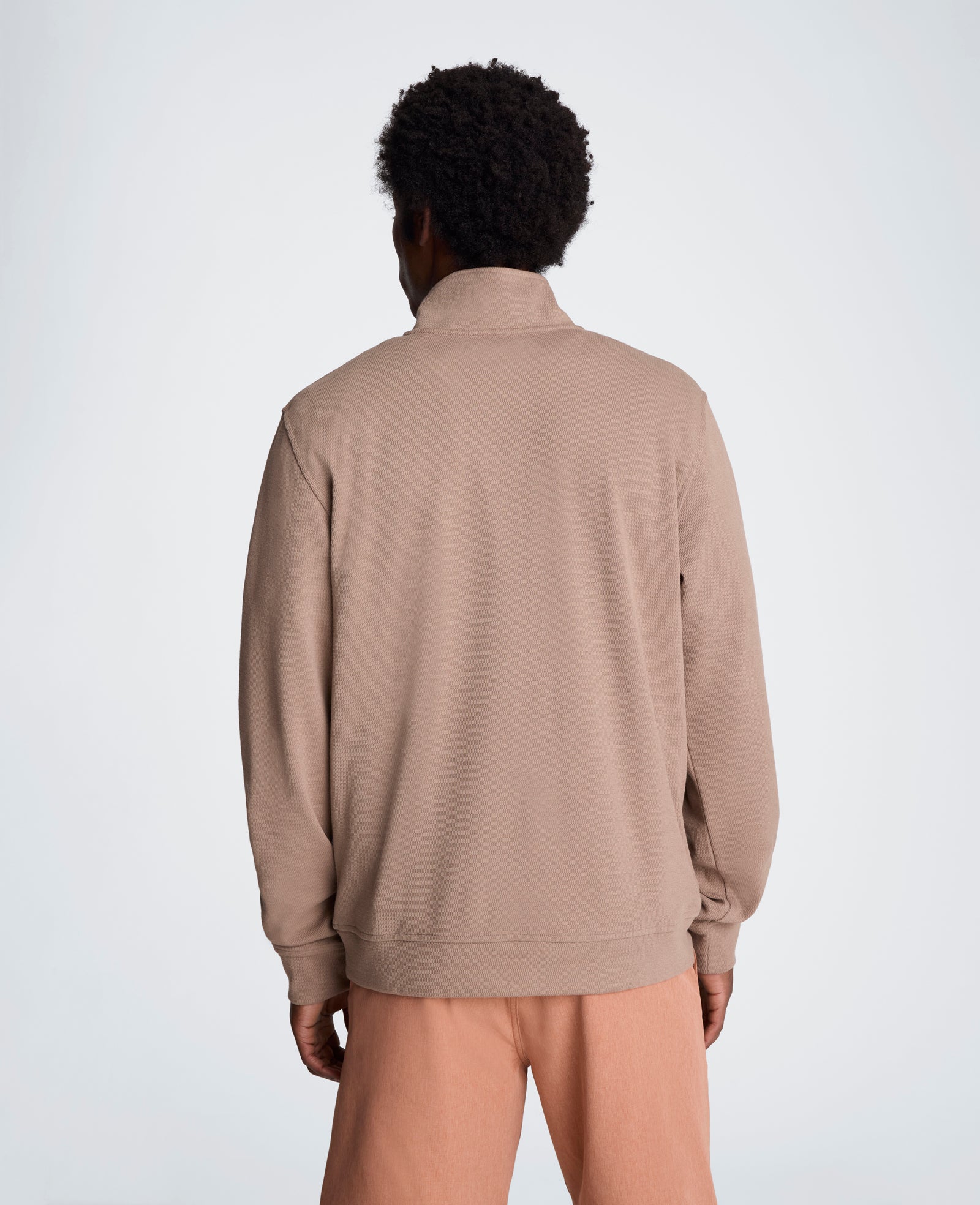Kenneth Cole Reaction Clothing Hidden Placket Quarter Zip maglione mezza zip beige scuro, S-XXL