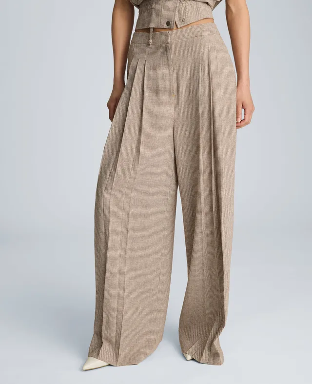 Kenneth Cole Reaction Clothing High Rise Fly Front Wide Leg Triple Pleat Pant fantasia bruna