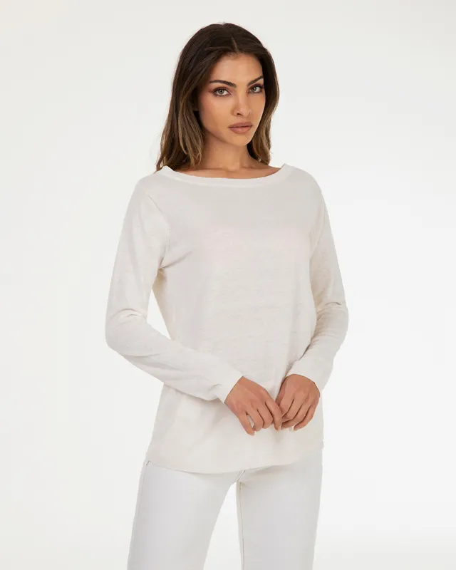 Markup Donna Maglieria Maglia misto lino scollo barca donna