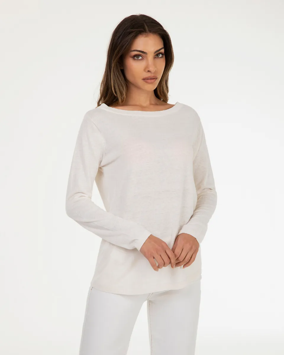 Markup Donna Maglieria Maglia misto lino scollo barca donna