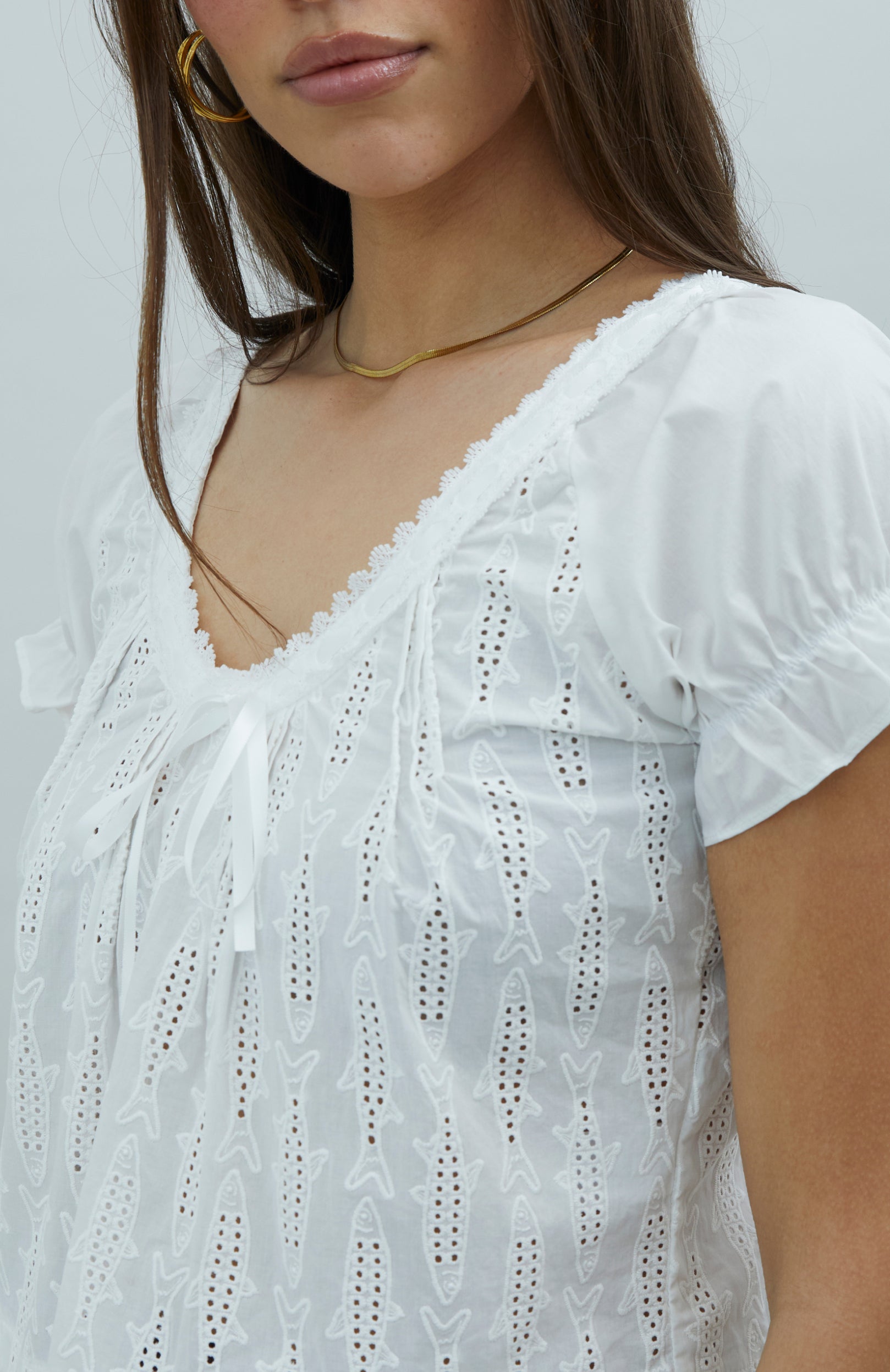 House Of Sunny Womens Tops SEA BREEZE COTTON TOP top UK 8 cotone bianco