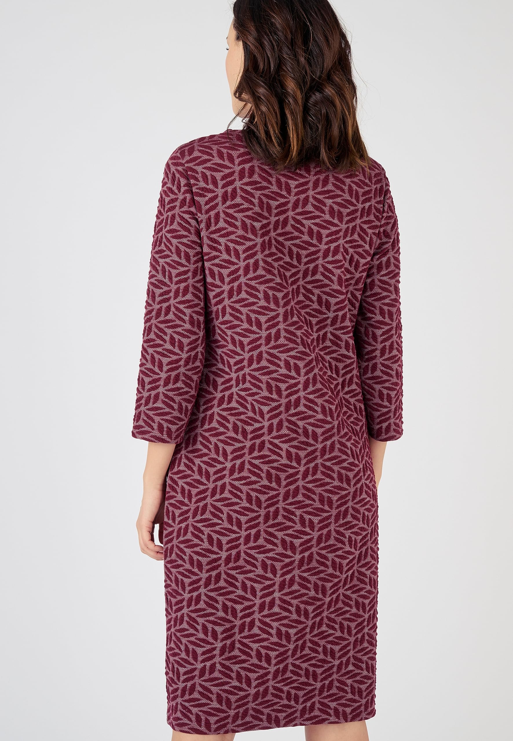Damart Prêt-à-porter Abito da donna in maglia jacquard dritto rosso bordeaux 38