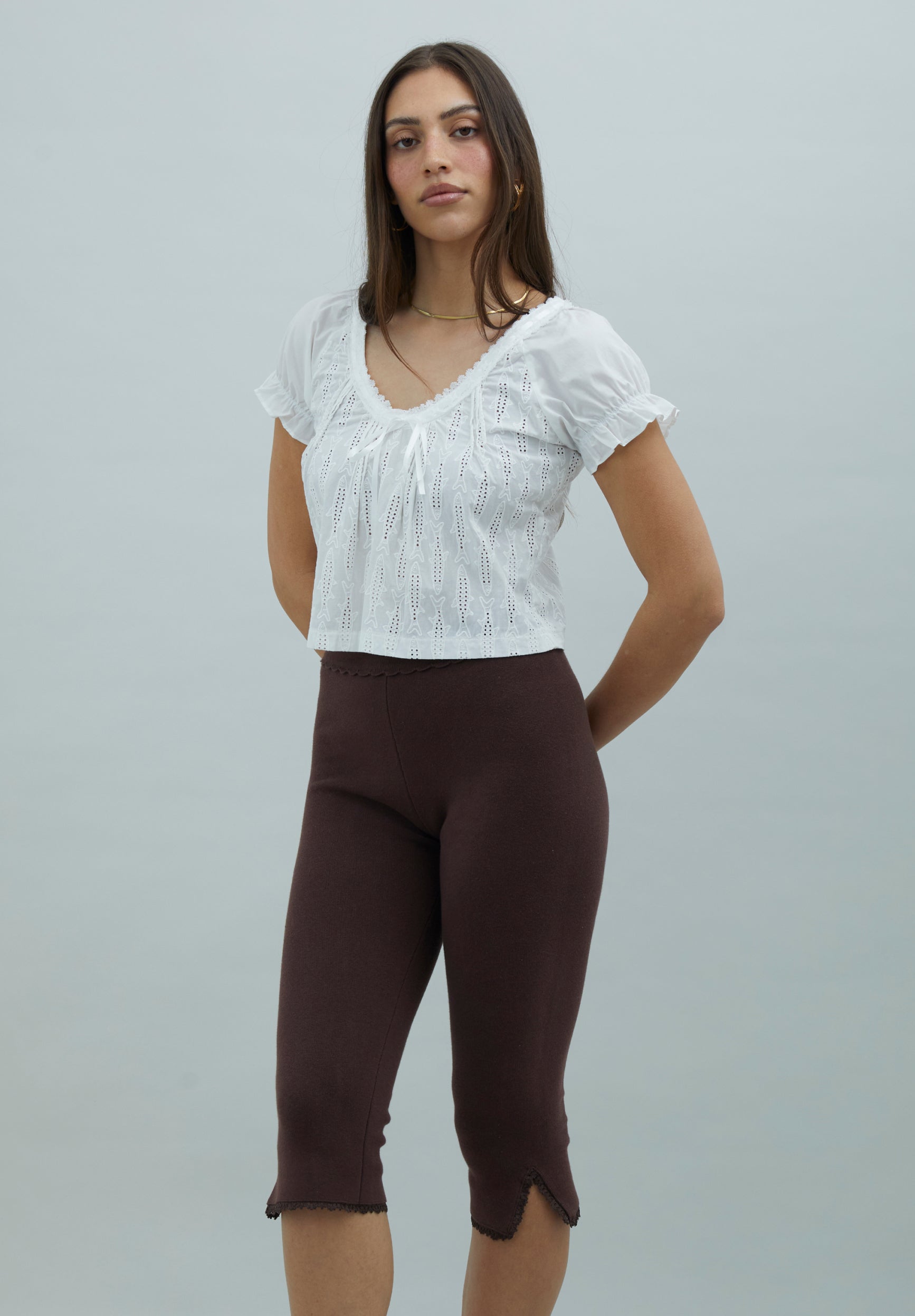 House Of Sunny Womens Tops SEA BREEZE COTTON TOP top UK 8 cotone bianco