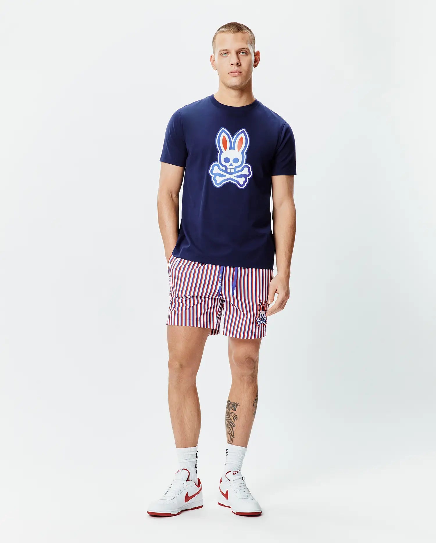 Psycho Bunny Men's Tees MENS JOHN GRAPHIC TEE MT0200421 t-shirt blu in cotone Pima