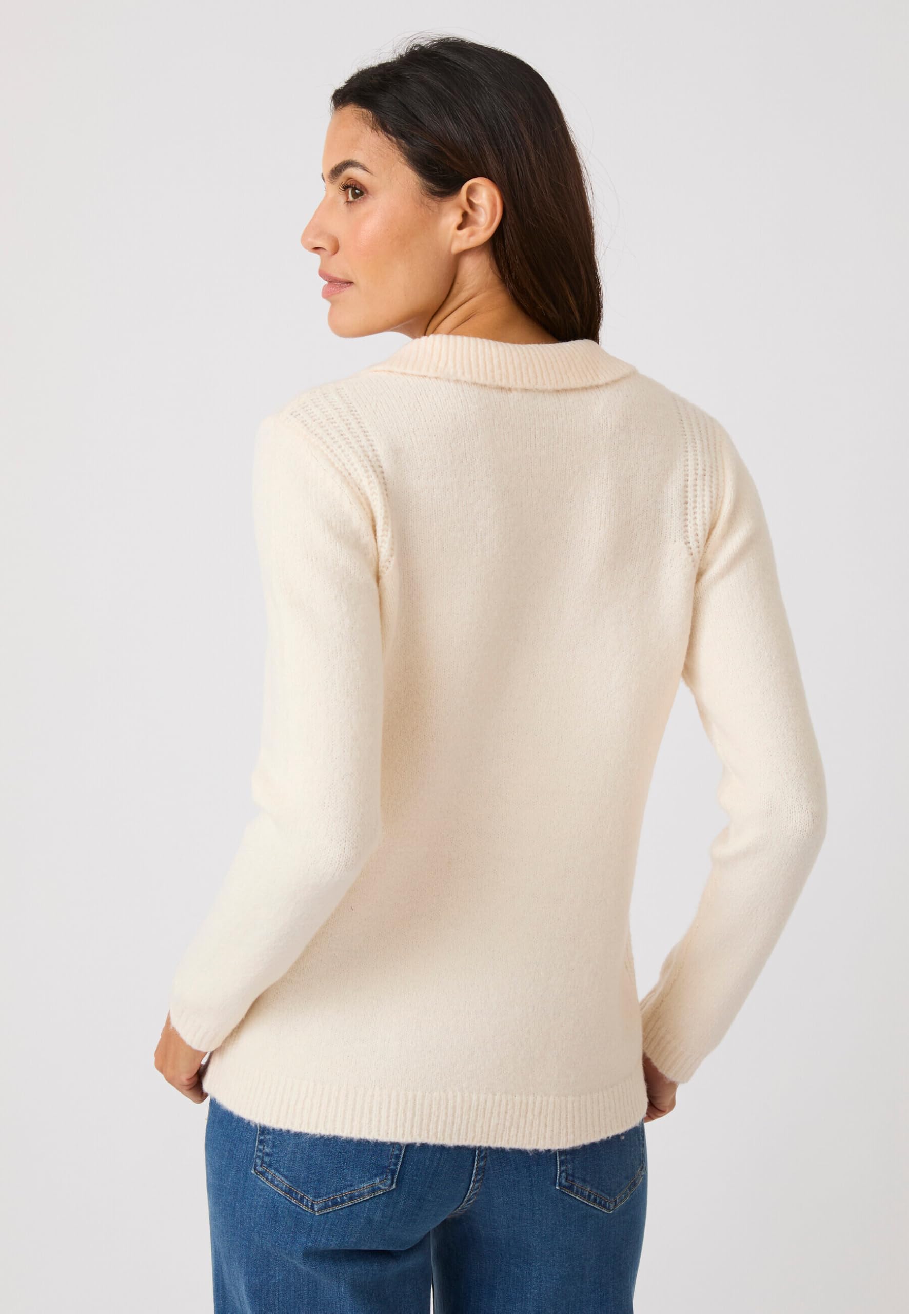 Damart Prêt-à-porter Maglione donna marrone beige 38-40 collo polo