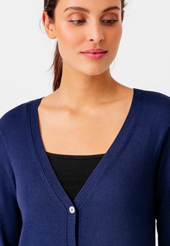 Damart Prêt-à-porter gilet con bottoni a maniche lunghe blu marino 38