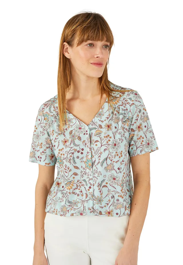 Damart Prêt-à-porter Maglietta a maniche corte stampata floreale Verde Aqua Fiorito 38 jersey